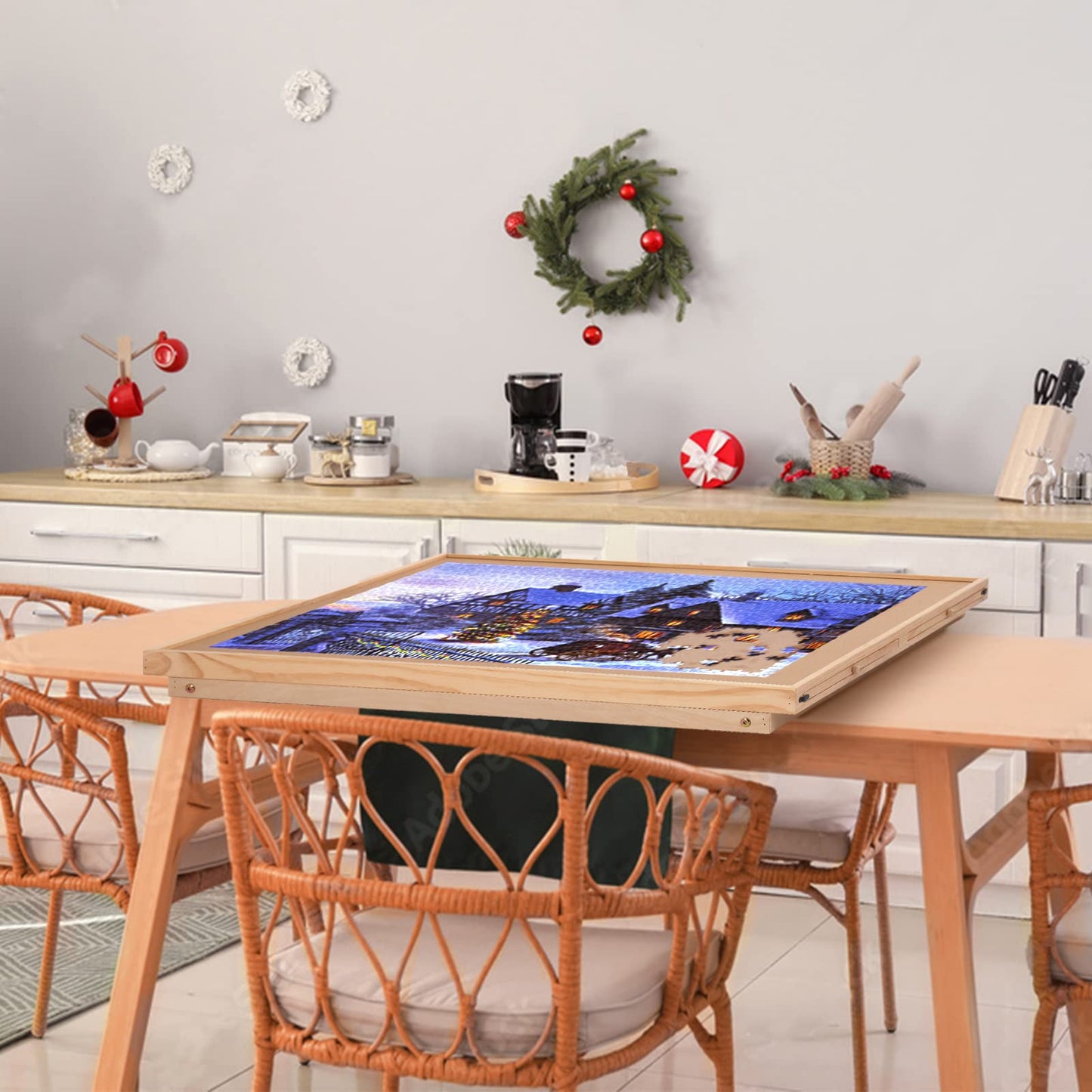 Yacona 1500-Piece Jigsaw Puzzle Board 34.3"x26.5" with 4 Drawers, Cover & Folding Legs – Portable Table for Teens & Adults, No Setup Needed