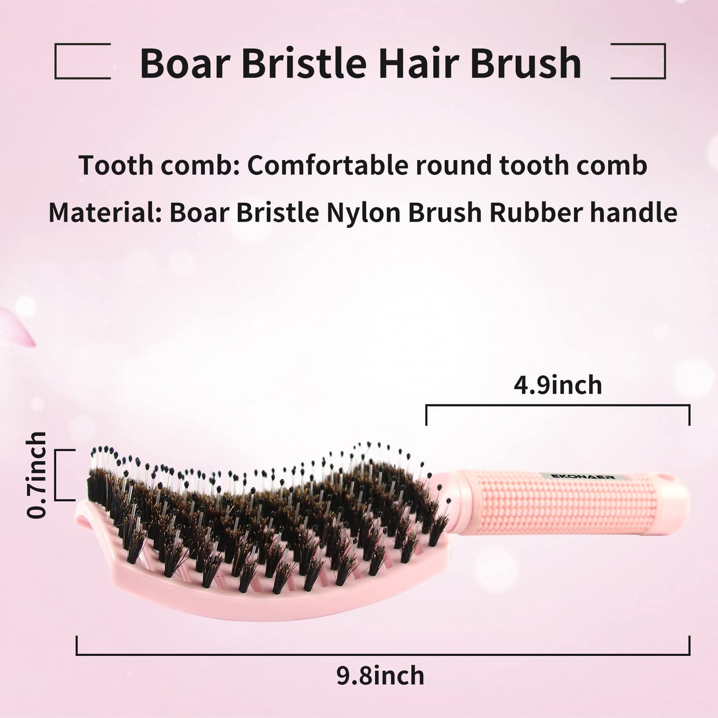 EKONAER 3 Pack Vented Quick-Dry Detangler Brush Set with Boar Bristles – Curved Massage Hair Brushes for Women with Long, Thick, Thin, or Curly Hair (Green)