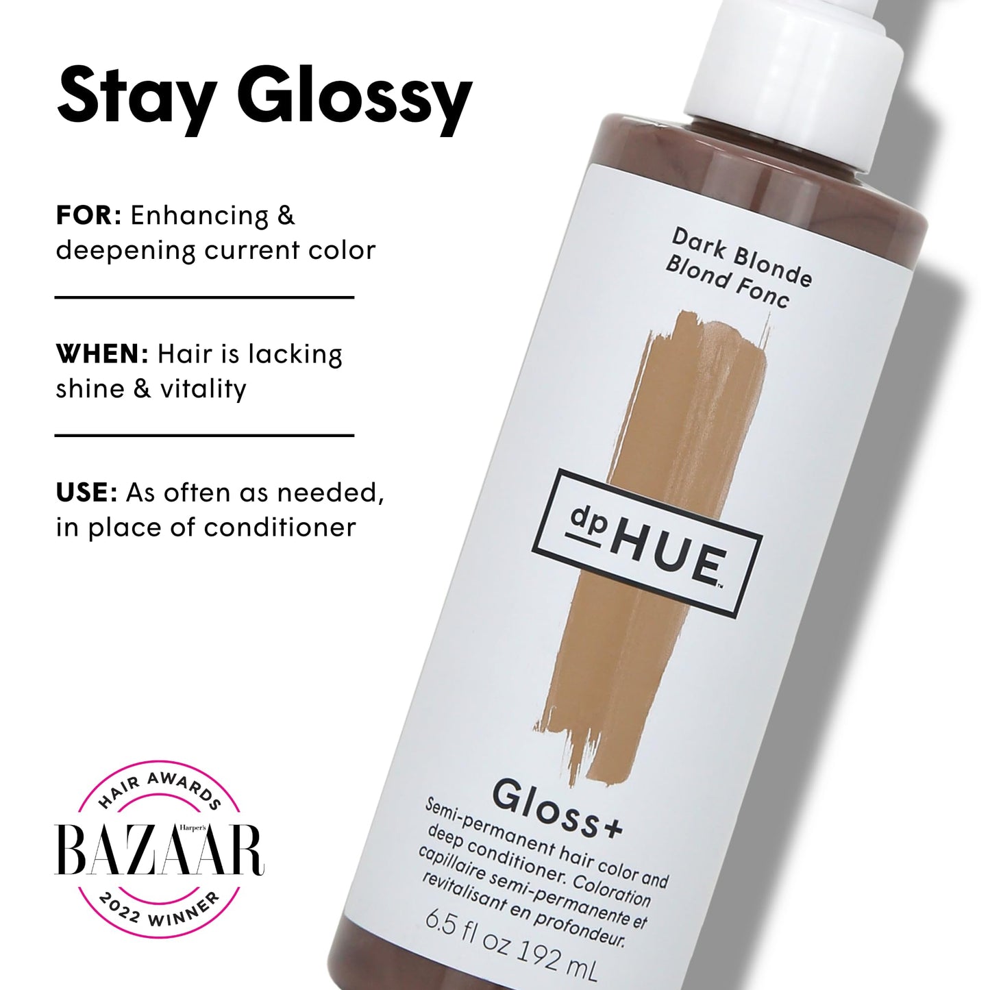 dpHUE Gloss+ Dark Blonde 6.5 oz | Semi-Permanent Hair Color & Deep Conditioner | Lasts Up to 8 Washes | Vegan, Paraben & Sulfate Free
