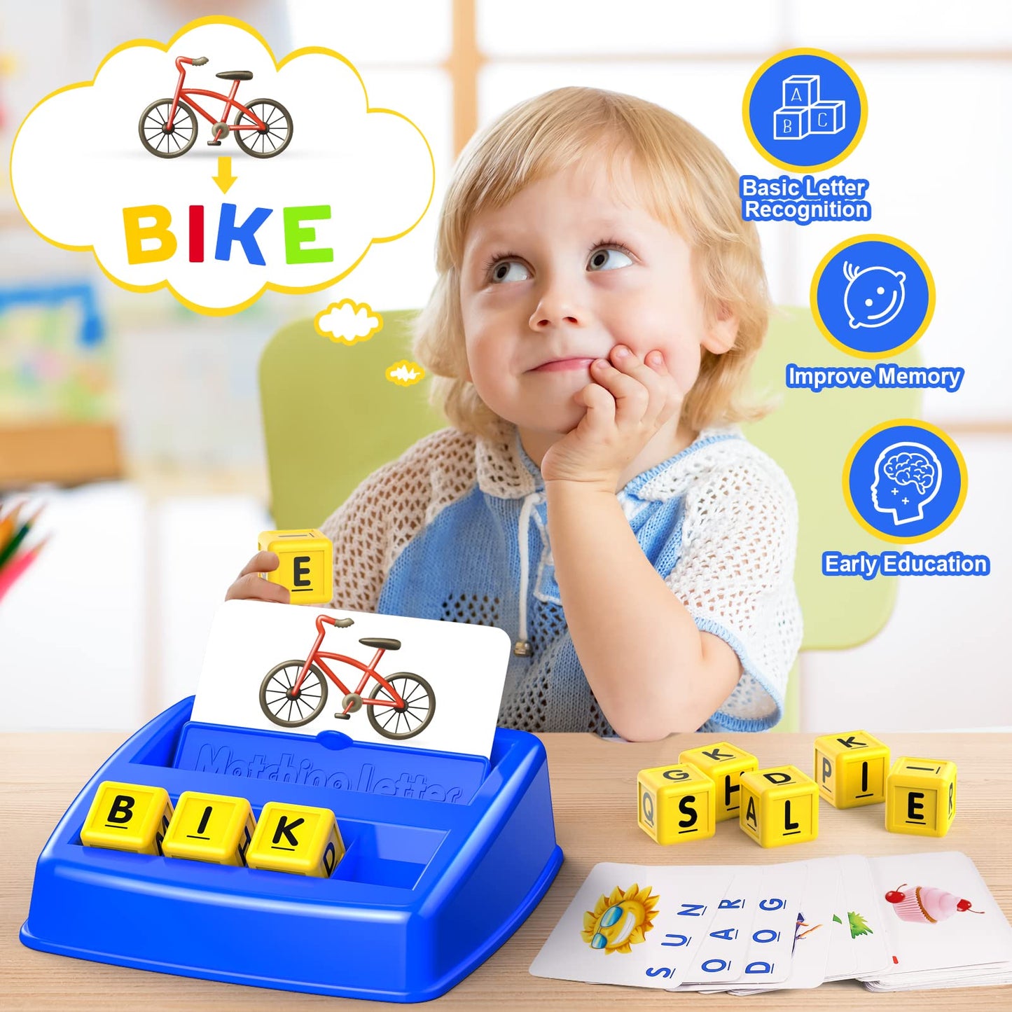 LIWIN LET'S GO! Educational Matching Letter Game for Kids 3-8 – Fun Learning Toy, Birthday Gift for Boys & Girls, Blue