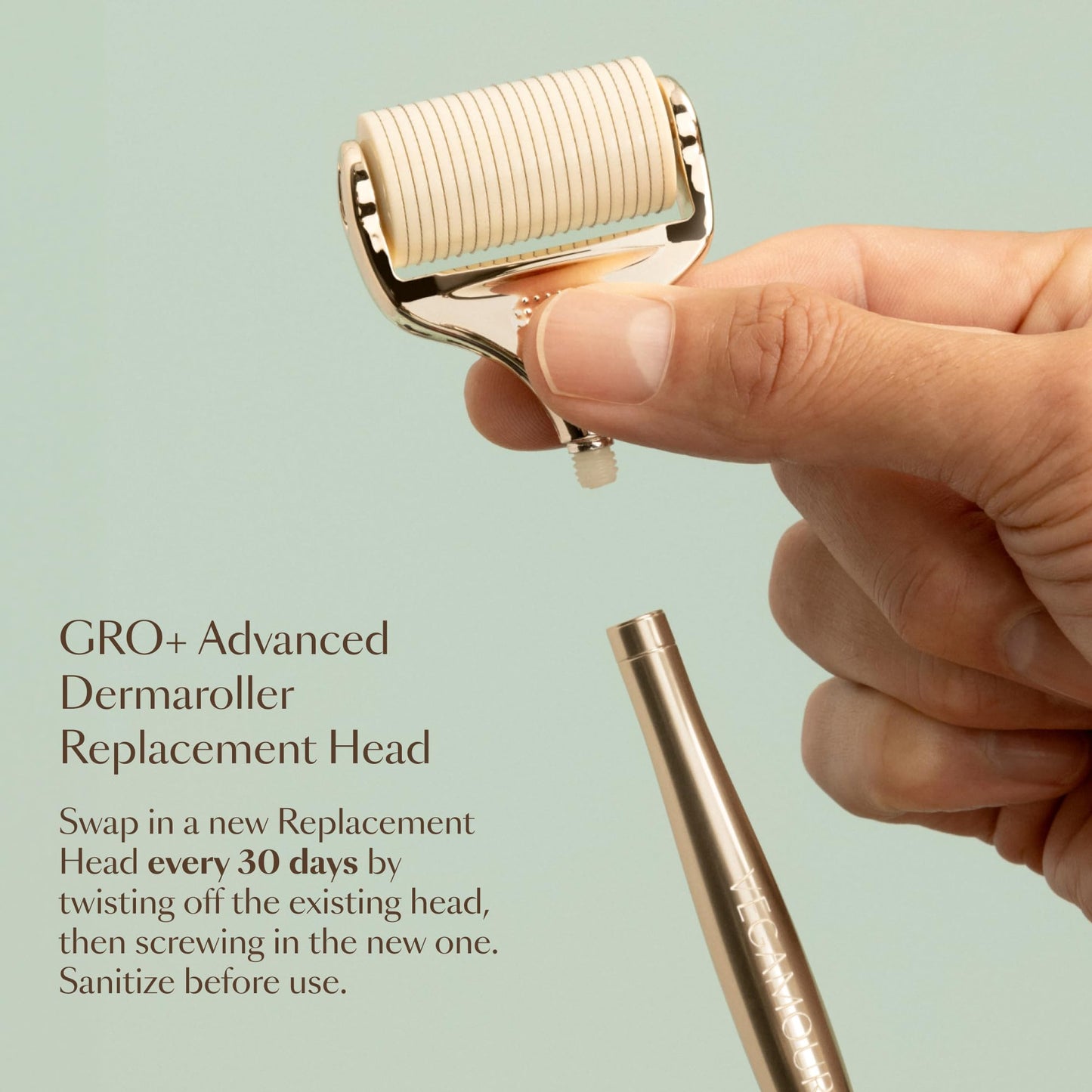 VEGAMOUR GRO+ Advanced Dermaroller | 1,200 Microneedle 0.25mm Scalp Tool | Gently Exfoliates the Scalp | Wide Head for Maximum Coverage