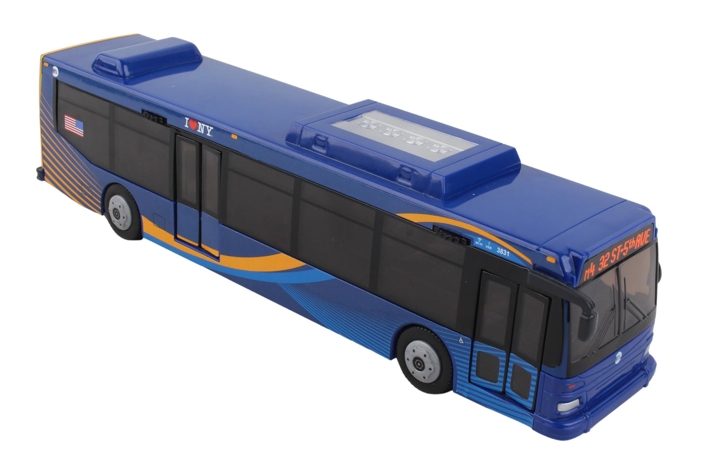 Daron MTA 11" Blue Friction-Powered Bus Toy with Rolling Wheels & Working Doors, Officially Licensed, Kids 3+