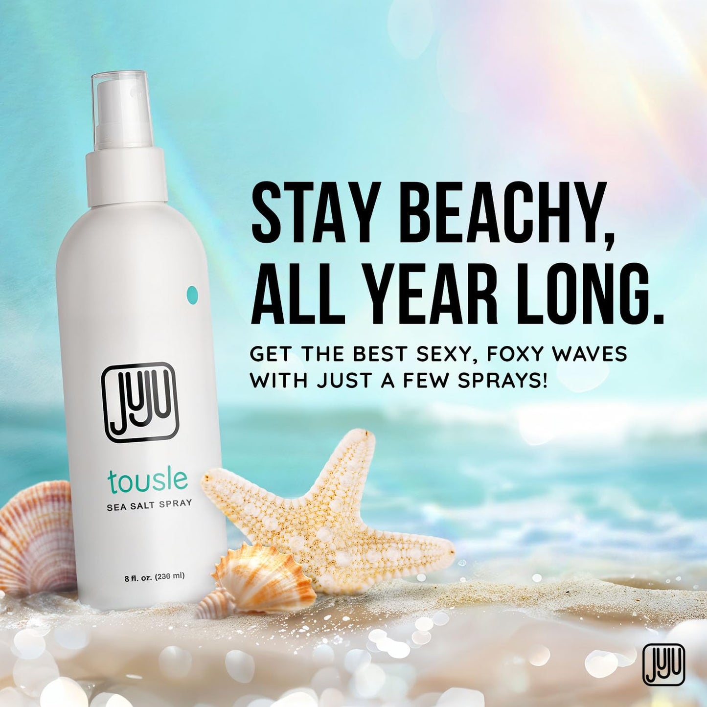 Tousle Sea Salt Spray 8 Fl Oz – Natural Hair Texturizer for Men & Women, Fragrance-Free, Surfer Style, New Clean Formula, California