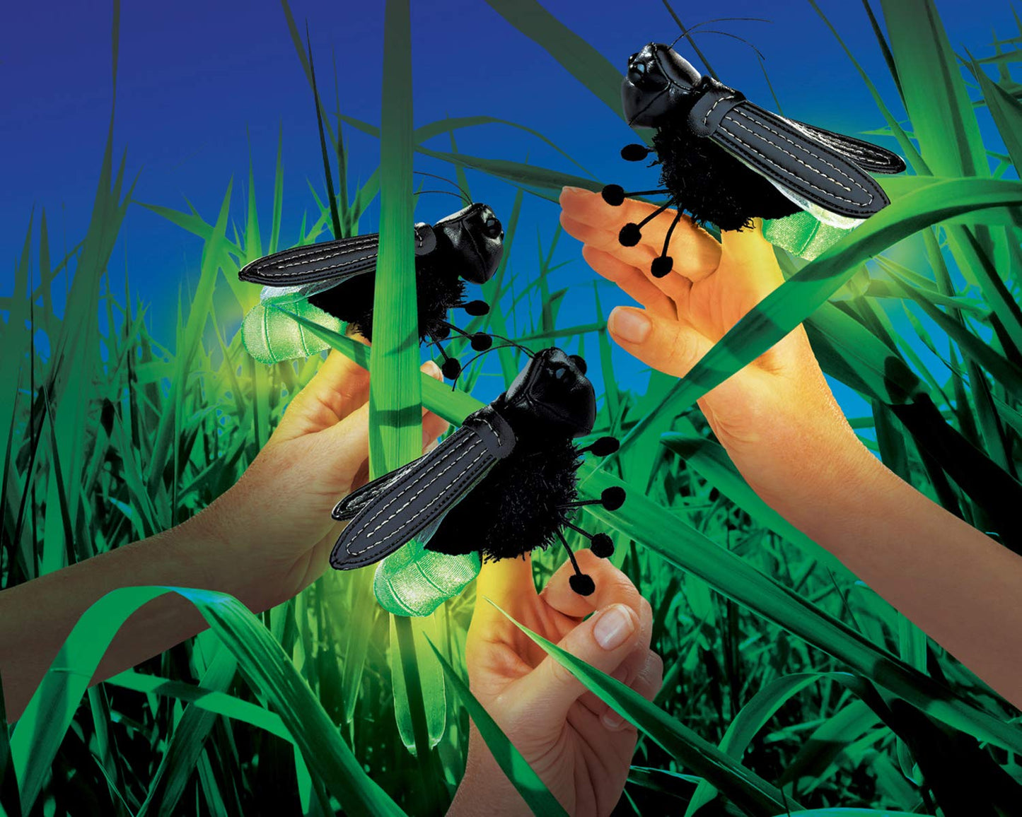 Folkmanis Mini Firefly Finger Puppet, Green, Black, 1 EA