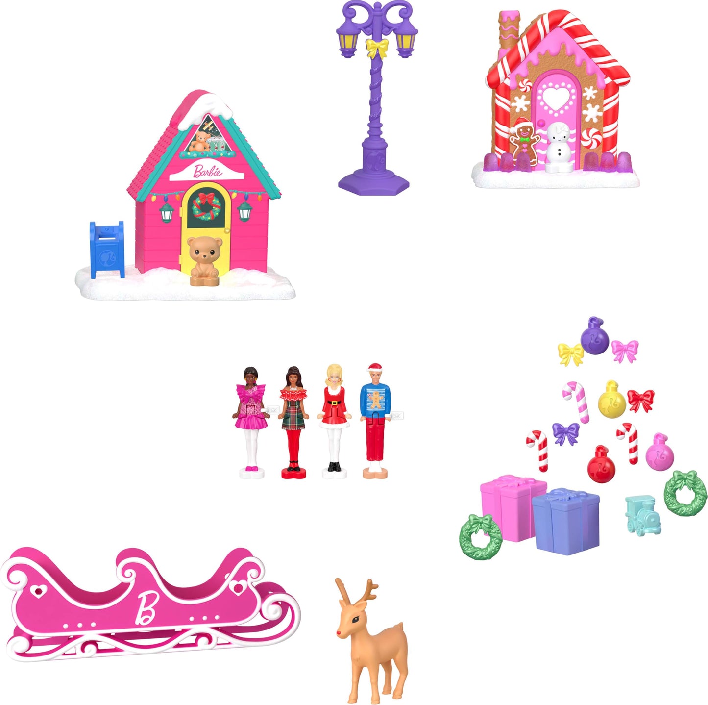Barbie Mini Land Collectible Advent Calendar with 1.5-Inch Dolls & 24 Days of Surprises, Winter Village Play Areas for Storytelling Fun
