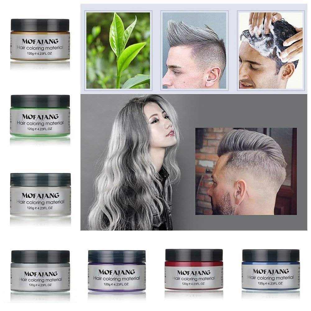 Mofajang Hair Wax Dye Styling Cream Mud, Natural Hairstyle Color Pomade, Washable Temporary, Purple