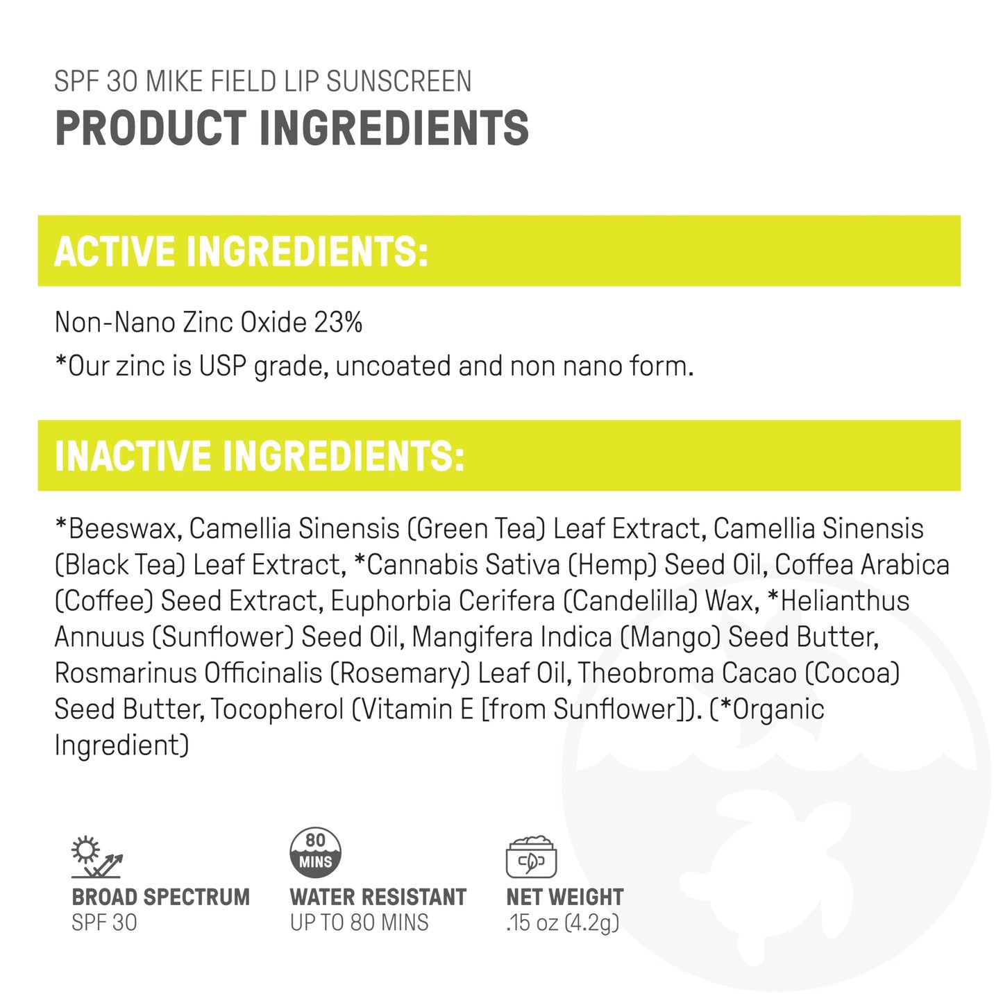 Raw Elements Mike Field Lip Sunscreen - SPF 30, UVA-UVB Protection, Reef-Safe, Non-Nano Zinc, Water Resistant, 0.15 oz (2 Pack)