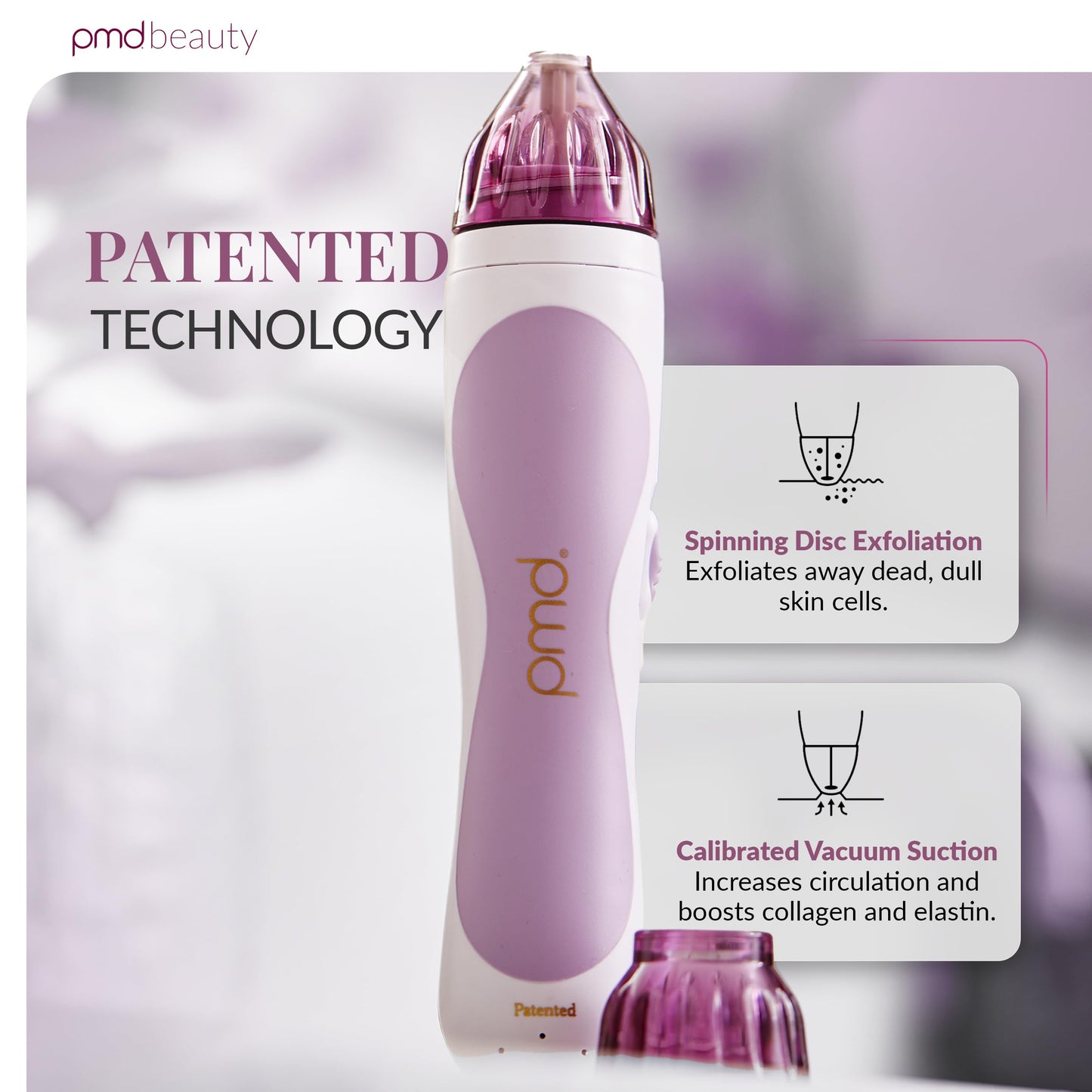 PMD Personal Microderm Classic for At-Home Use, Facial Exfoliator Tool, Microdermabrasion Machine Kit for Face and Body Skincare, Lavender