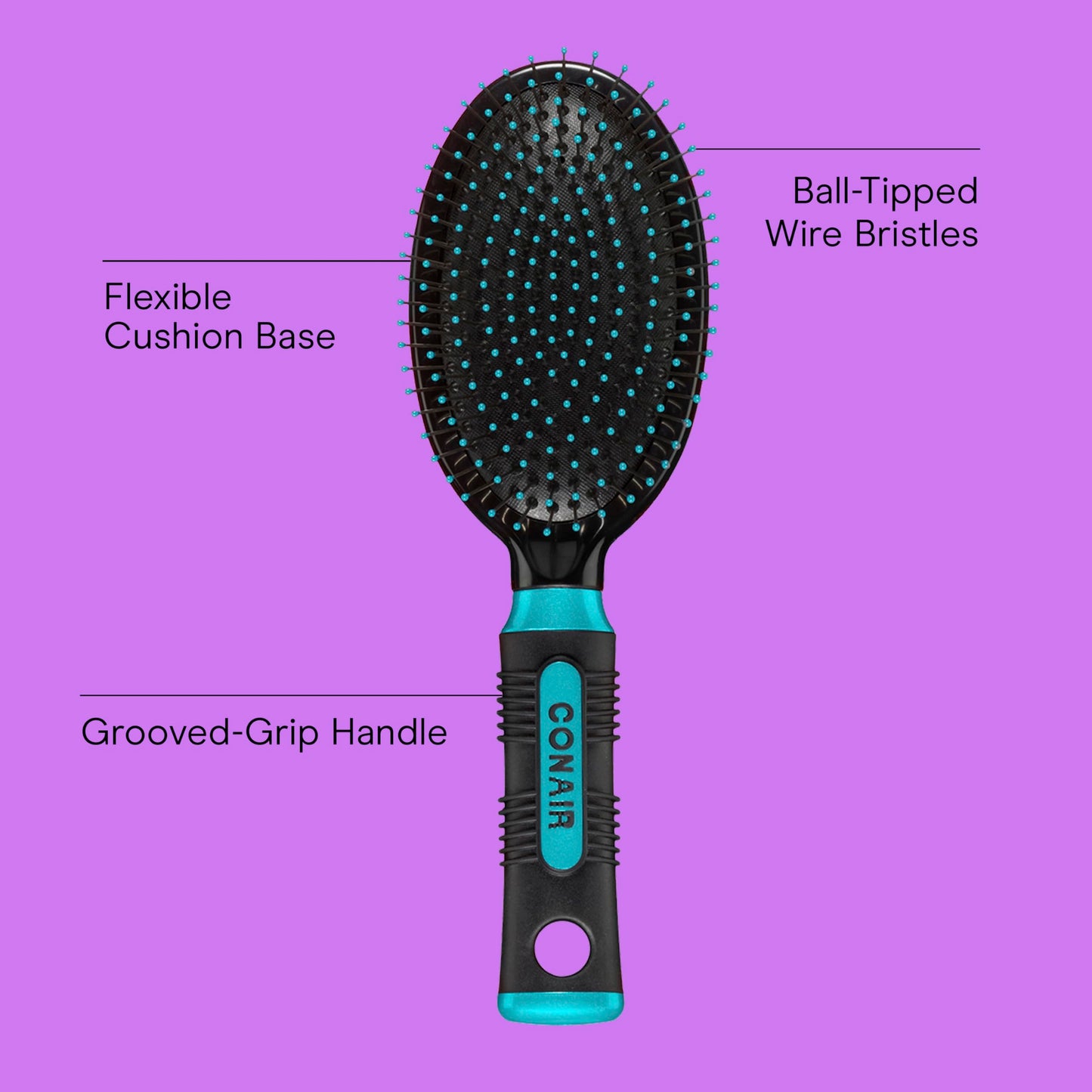 Conair Salon Results Hair Brush, Detangling Hair Brush for Men and Women, For All Hair Types, Metal Bristles and Cushion Base