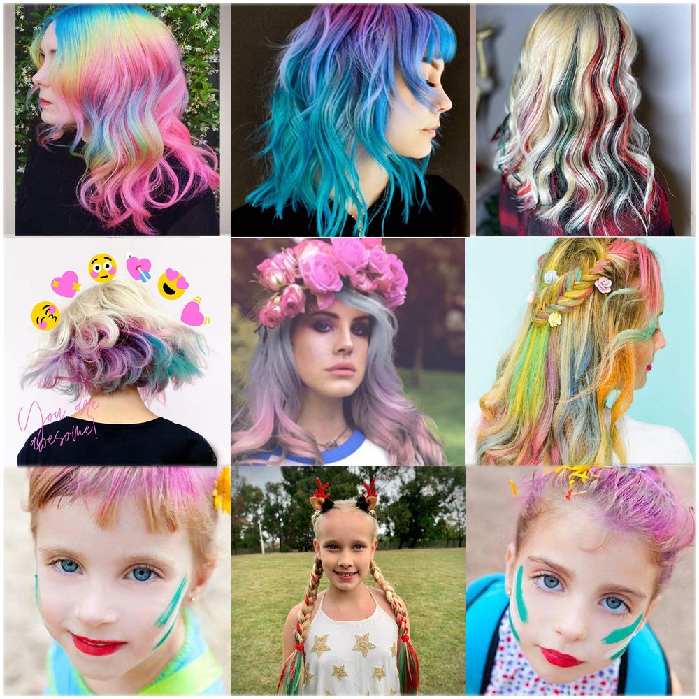 EBANKU Temporary Hair Chalk Comb, 10 Color Washable Hair Chalk Set for Girls Kids Gifts on Cosplay DIY Halloween Christmas Day Birthday Party