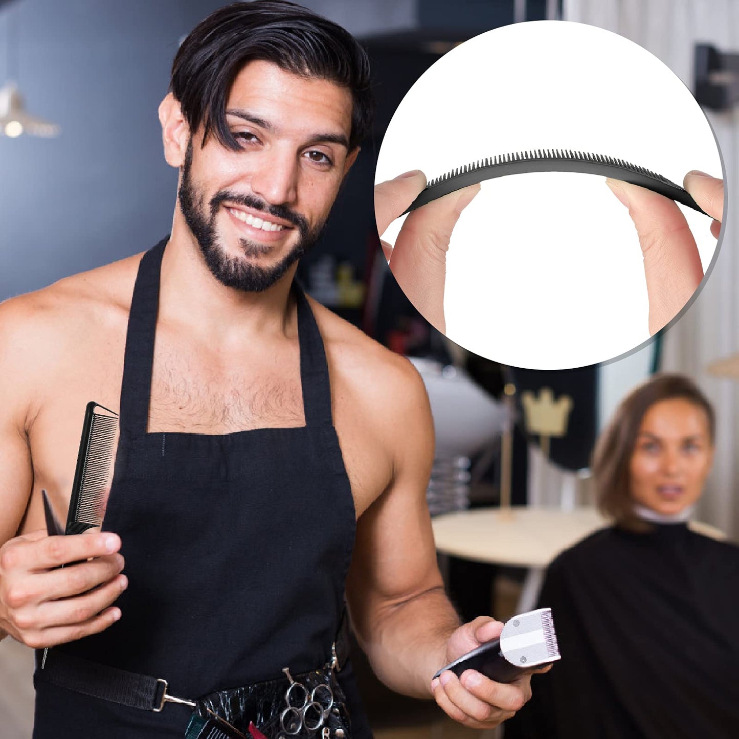 Rat Tail Combs Set: 3Pcs Long Steel Pin Teasing Combs for Salon Hair Stylists, Metal Parting Combs for Women (Purple, Black, Pink)