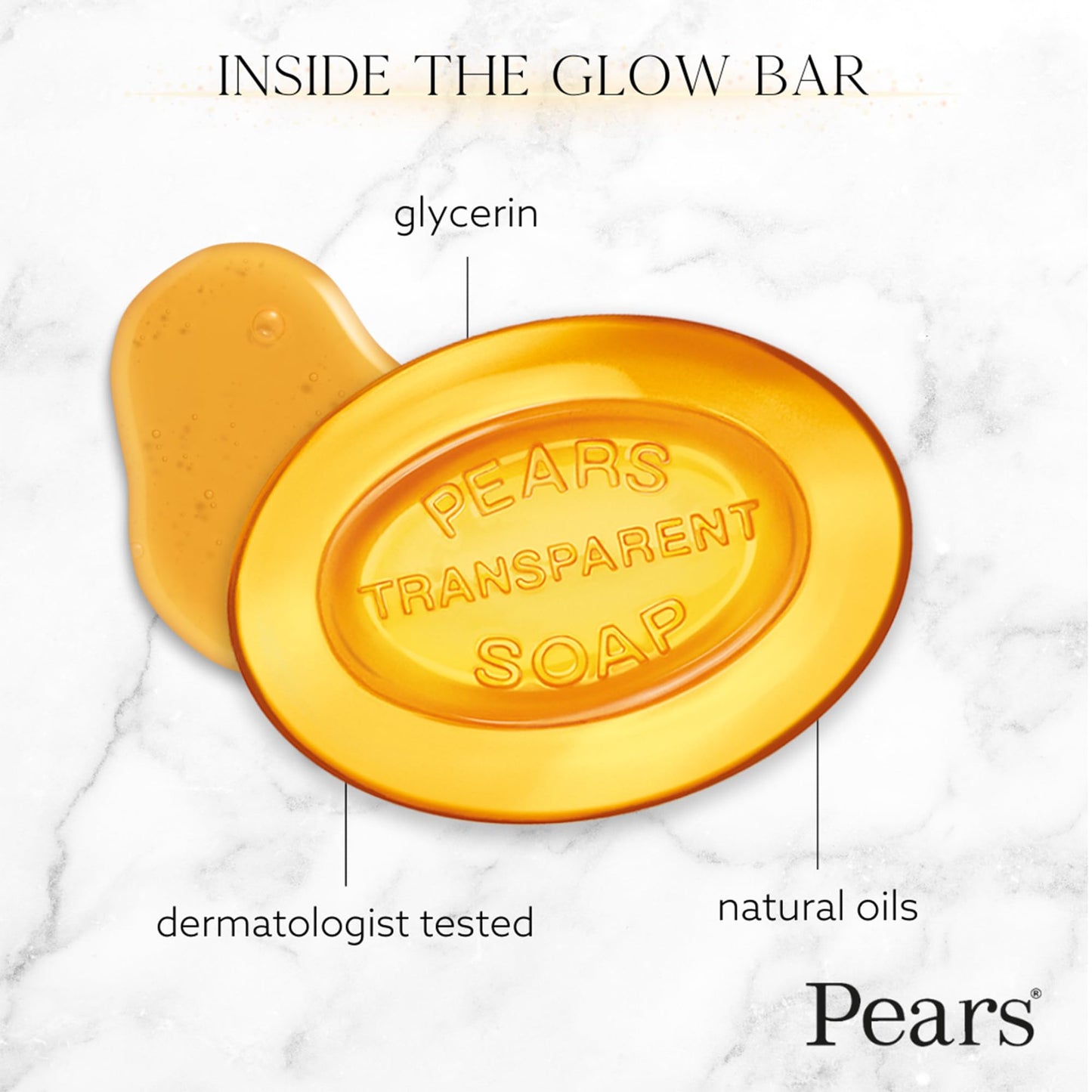 Pears Glycerin Soap, Transparent Amber with Natural Oils, 12-Pack – Pure & Gentle Cleanser for Soft, Glowing Skin, 4.4 Oz Ea