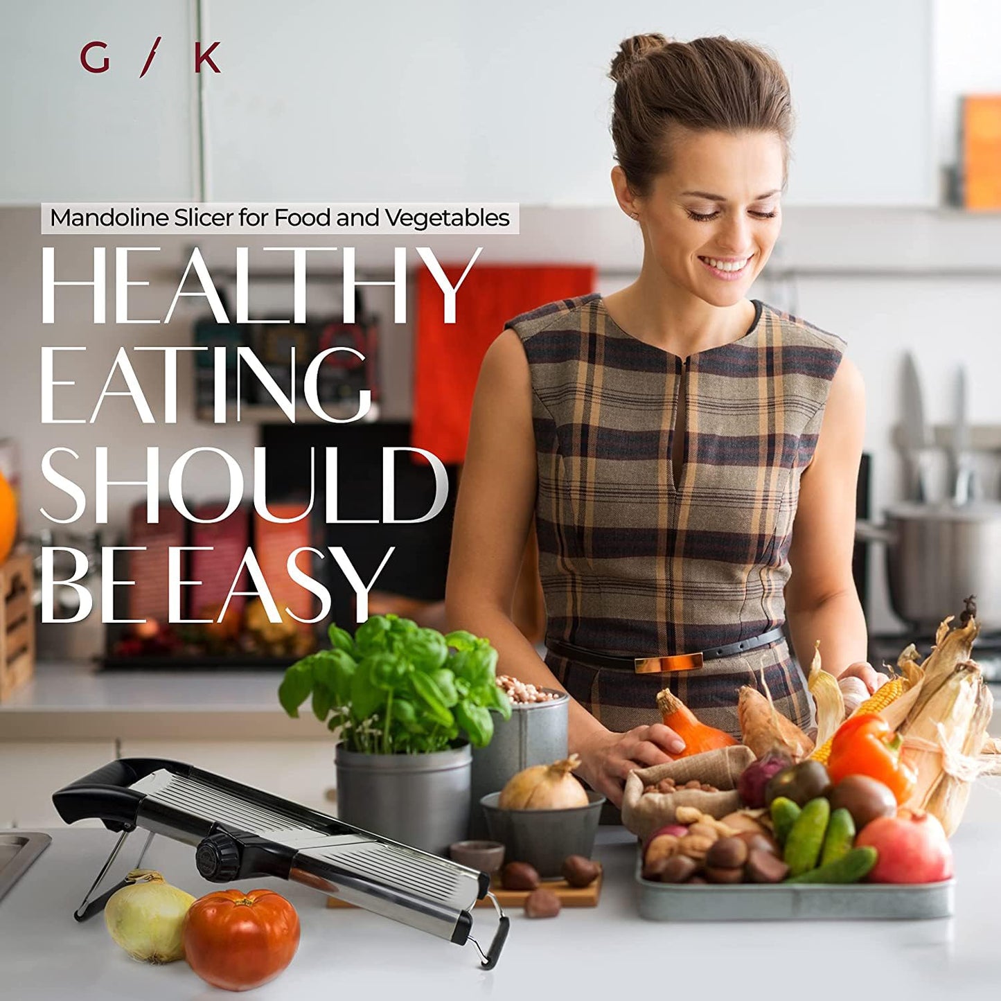 Gramercy Adjustable Mandoline Slicer – Stainless Steel Vegetable & Fruit Cutter with 1 Pair Cut-Resistant Gloves for Kitchen