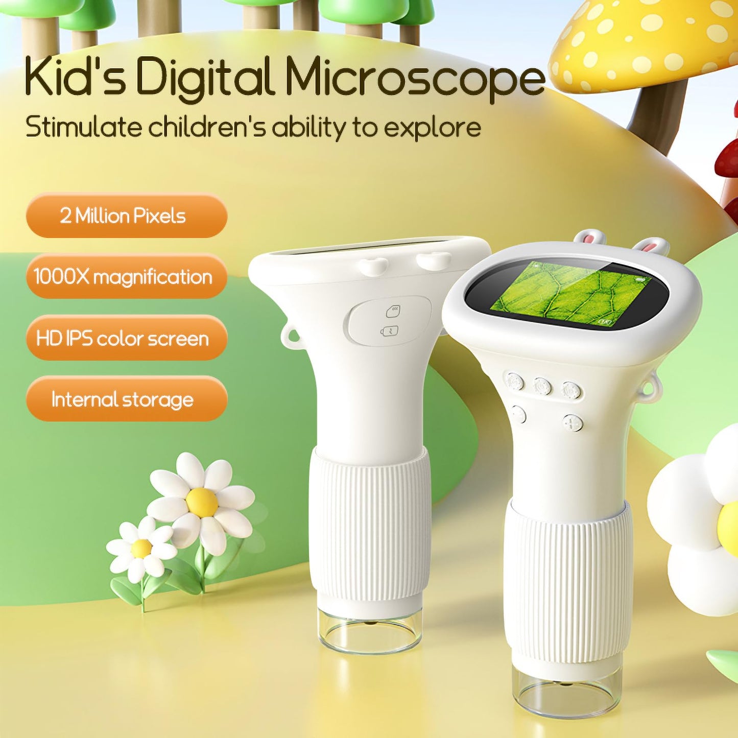 WINWEND Kids Microscope – Portable Handheld Digital Magnifier for Boys & Girls, Educational Science Toy for Ages 3–11, Gift Idea