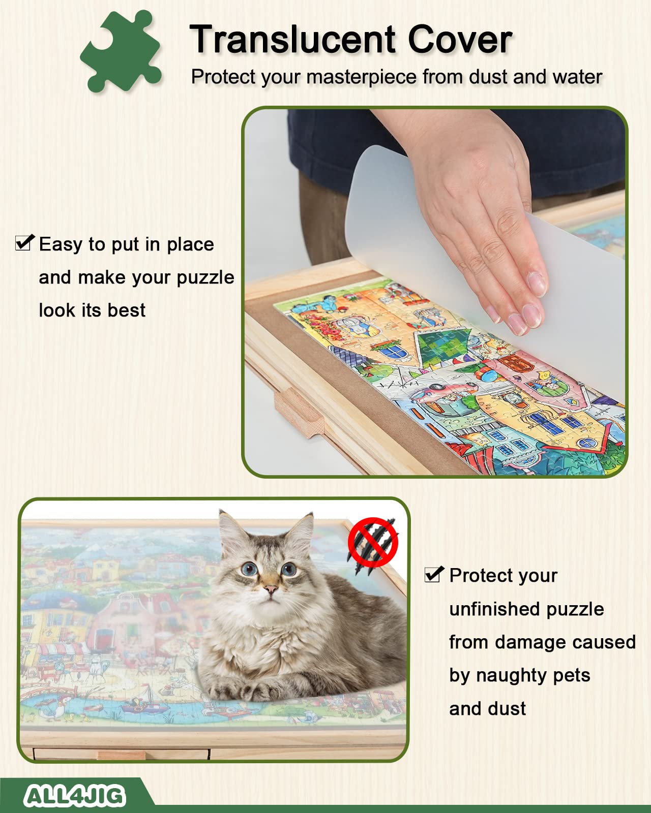 ALL4JIG 1500 Pieces Rotating Puzzle Board with 6 Drawers and Cover,25"x34"Portable Wooden Jigsaw Puzzle Table for Adults,Lazy Susan Spinning Puzzle Boards Birthday Gift for mom