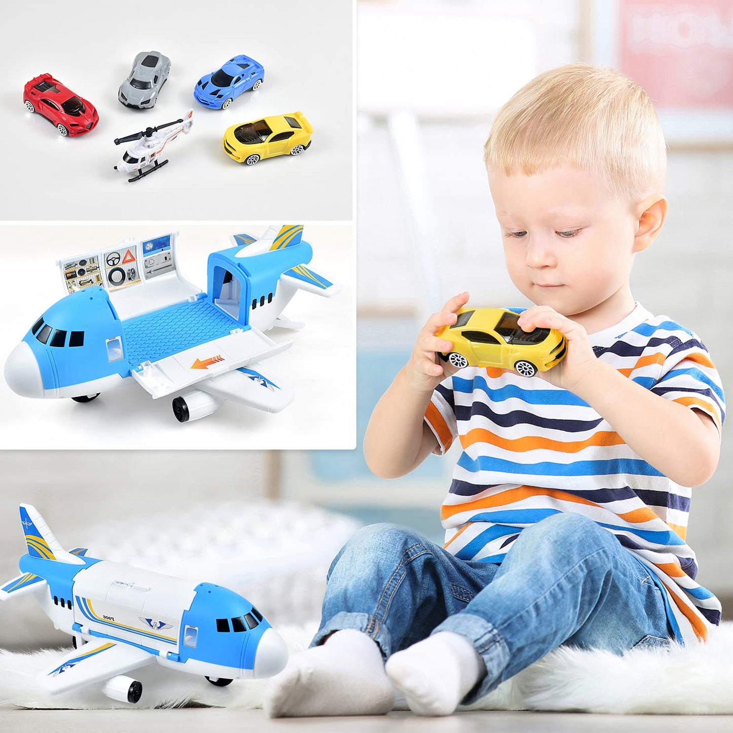 Tuko Transport Cargo Airplane Car Toy Play Set for 3+ Years Old Boys and Girls
