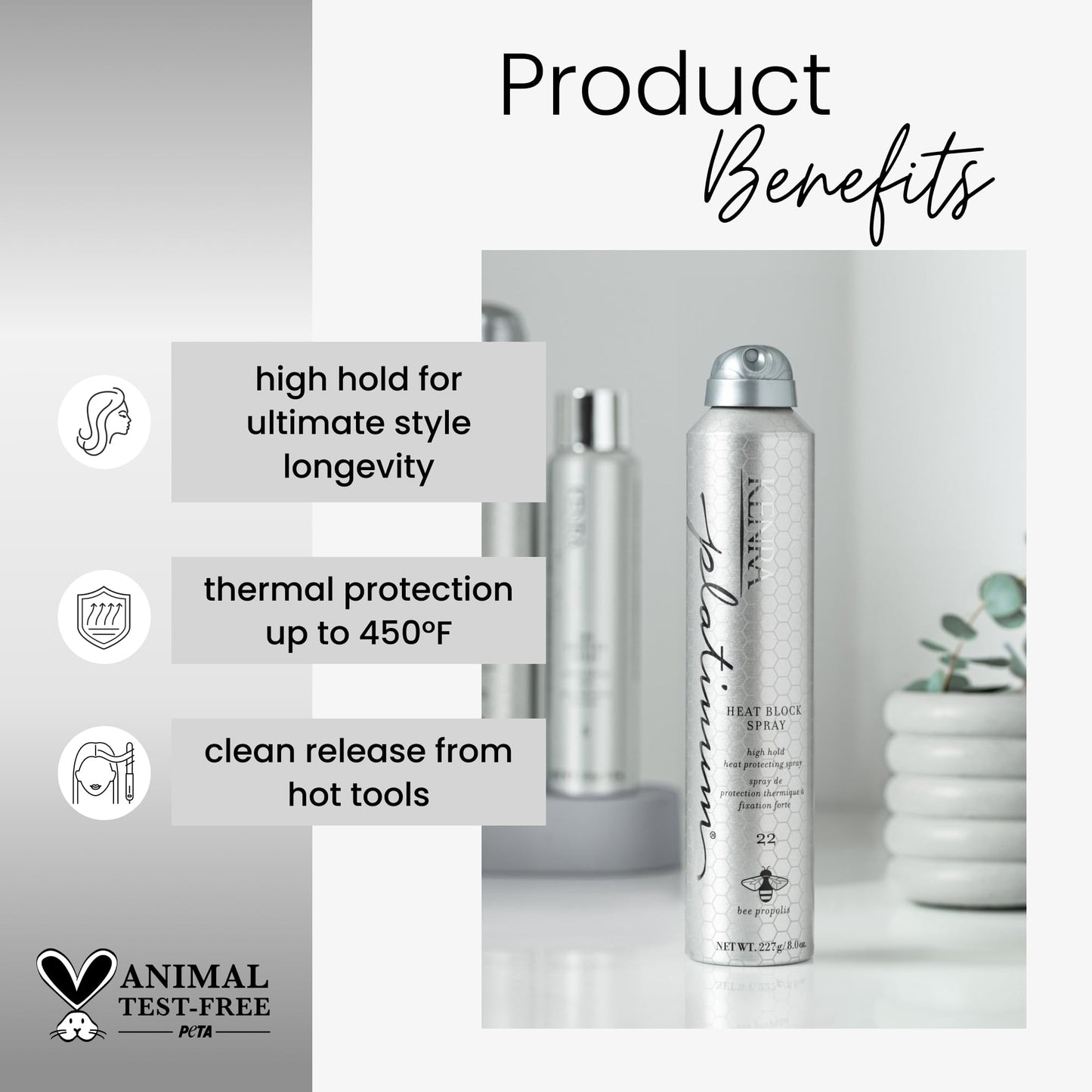 Kenra Professional Platinum Heat Block Spray 22 | Heat Protecting Hairspray | All Hair Types | 8 oz.