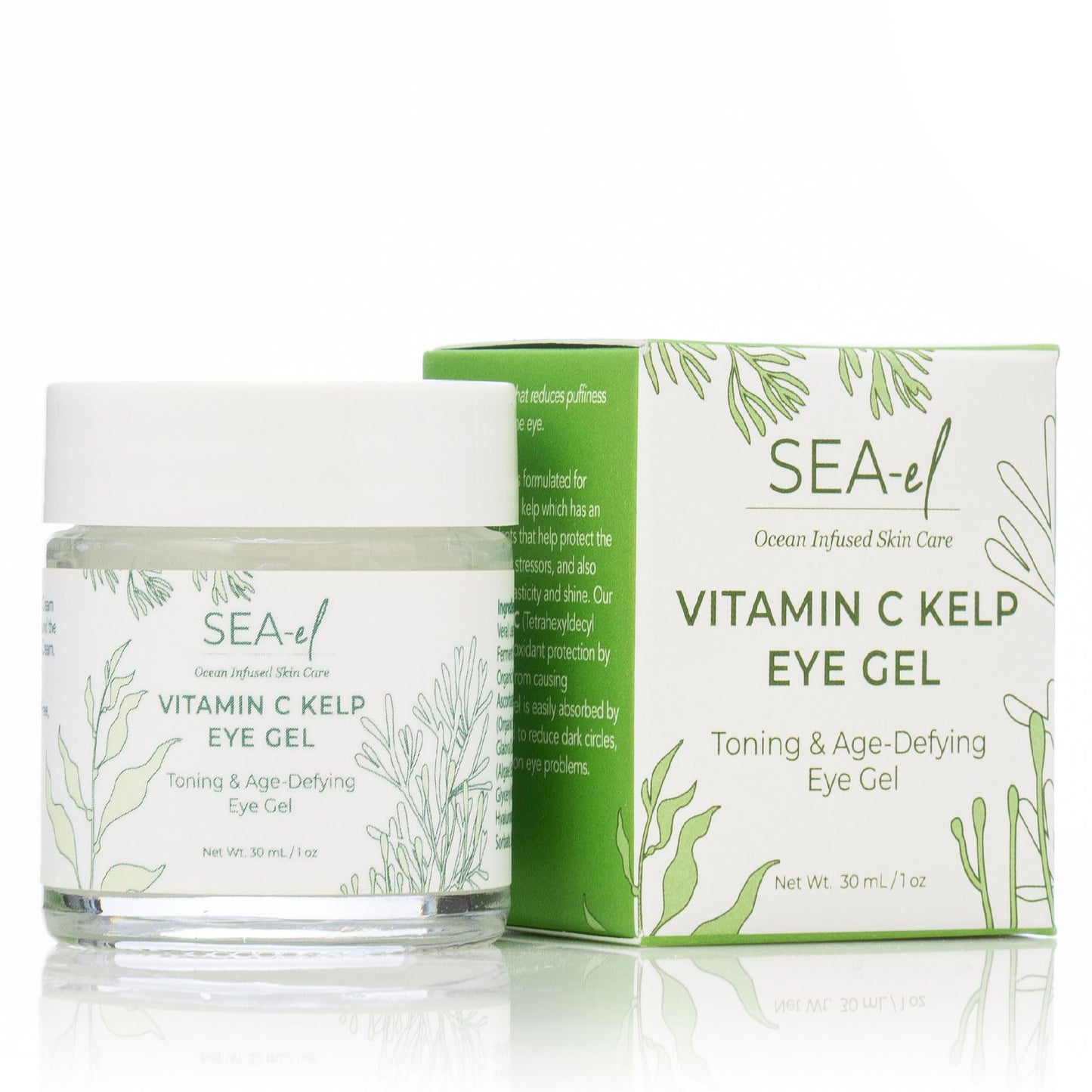 Sea-el Vitamin C Kelp Eye Gel Toning & Age Defying Skincare for Puffiness, Under Eye Bags & Dark Circles Cooling Youthful Glow for Women & Men - 1 Oz