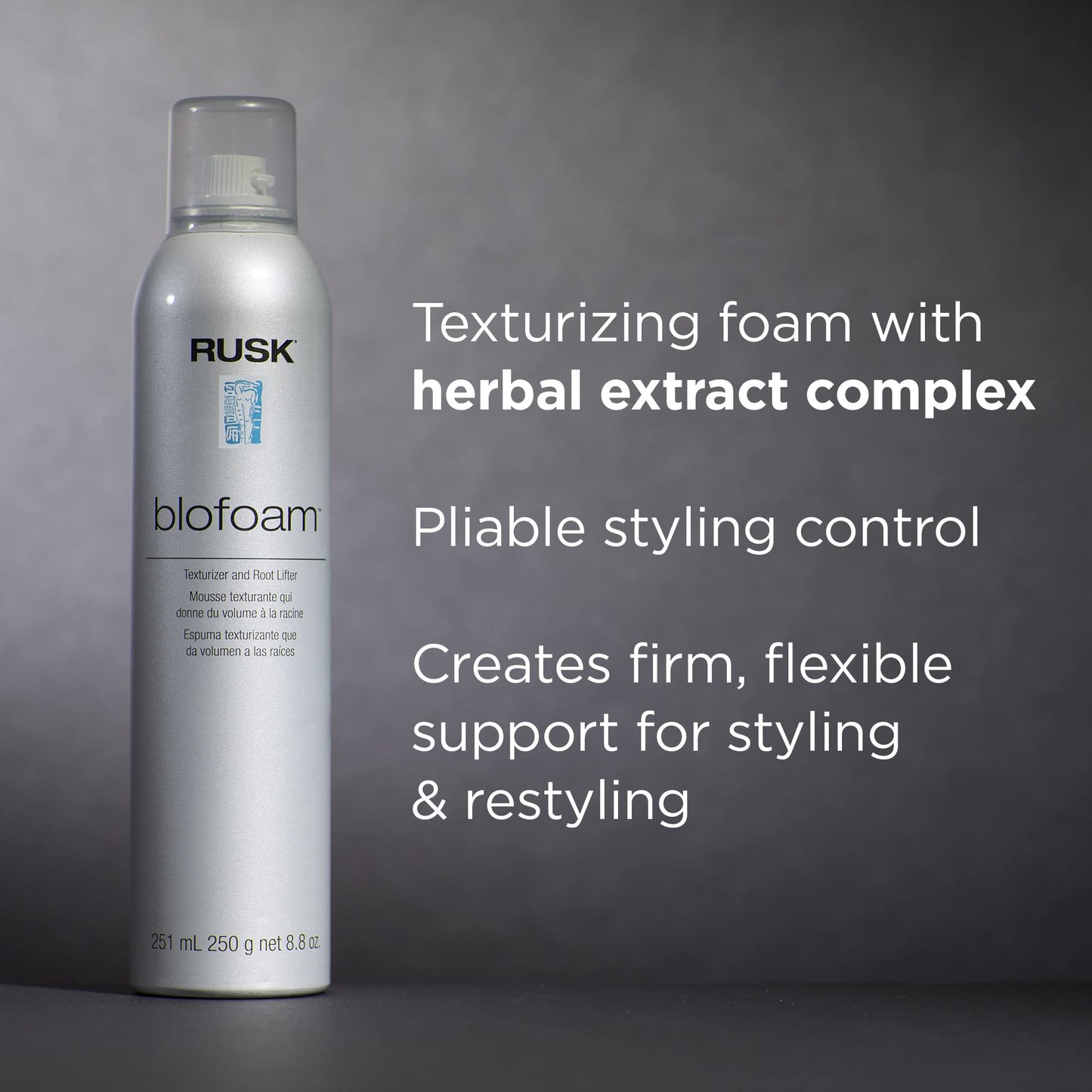 RUSK Designer Collection Blofoam Extreme Texture and Root Lifter, Spray-On Texturizing Foam, 8.8 oz
