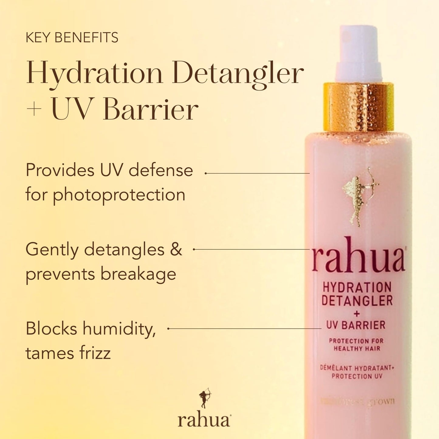 Rahua Hydration Detangler Spray + UV Barrier | Vegan Leave-In Conditioner for Shine, Damage Protection, Frizz & Humidity Control | 6.5 Fl Oz