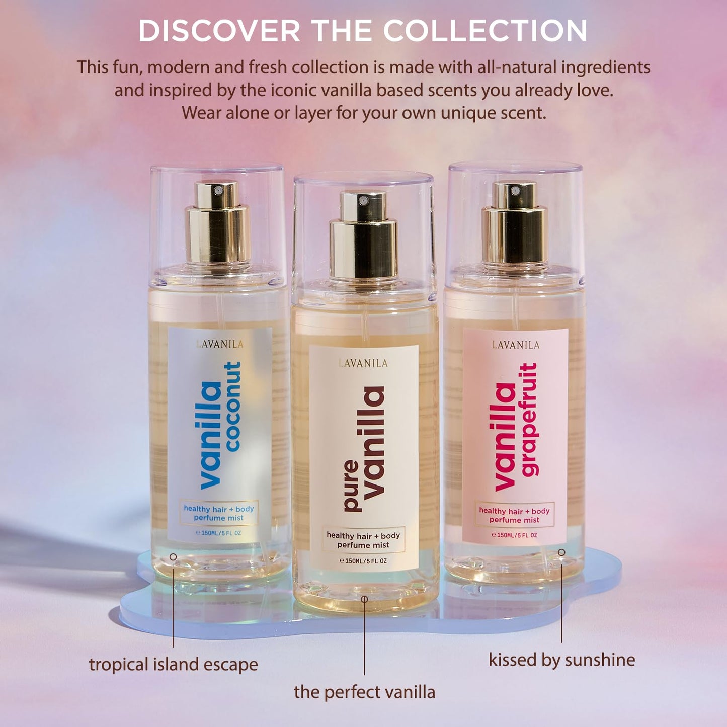 LAVANILA Vanilla Coconut Healthy Hair & Body Perfume Mist 5 Fl Oz | Sweet Tropical Scent with Jojoba Oil, Madagascar Vanilla & Tiare Flower