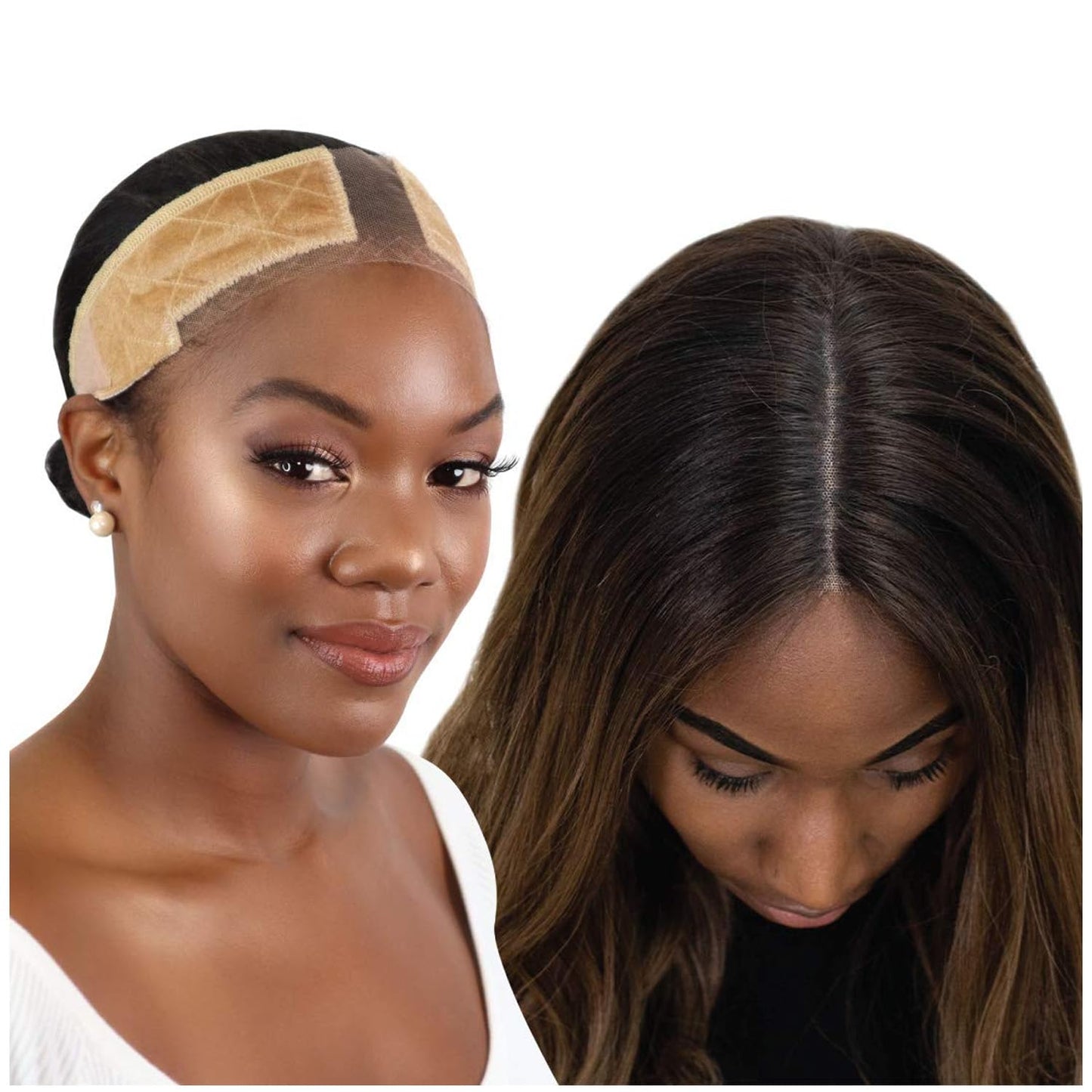 MILANO COLLECTION Premium Lace Wig Grip Band for Women – Adjustable, Reinforced Velvet Headband for Secure, Glueless Wig Hold, Nude