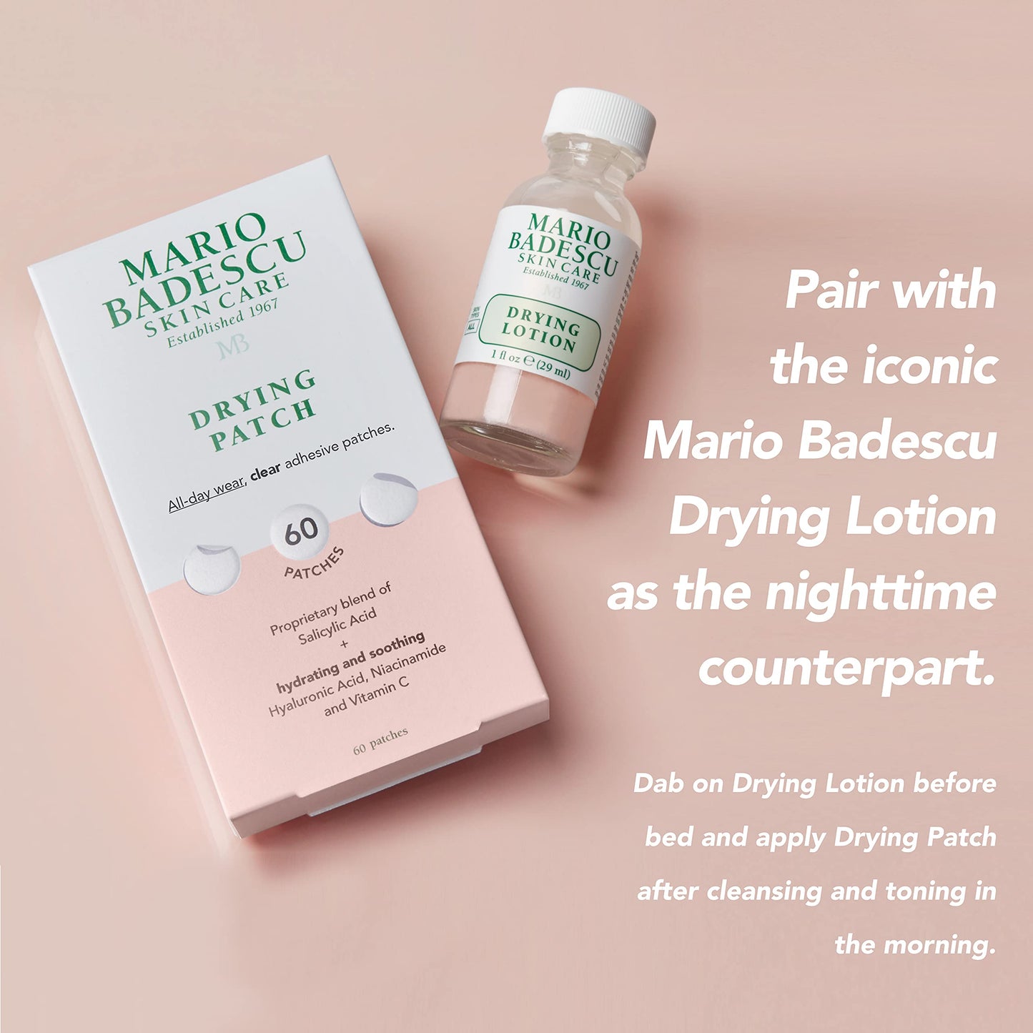 Mario Badescu Drying Patch Blemish Cover, Invisible Spot Treatment with Vitamin C, Strong Hold, Vegan & Cruelty-Free, 60 Clear Patches