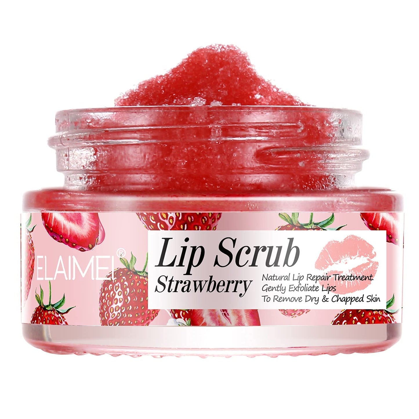 Strawberry Lip Scrub & Repair, Exfoliator & Moisturizer for Chapped, Dry and Flaky Lips