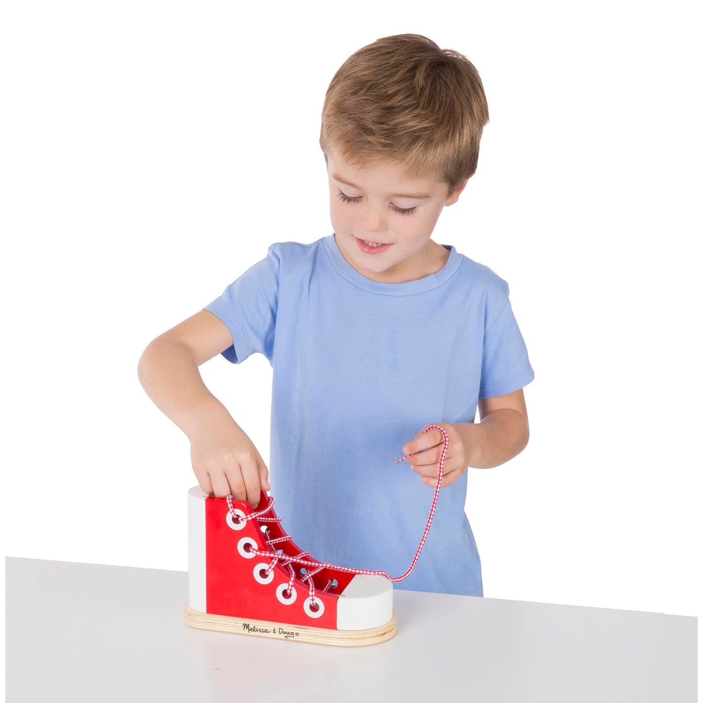 Melissa & Doug Deluxe Wood Lacing Sneaker - Learn to Tie a Shoe Educational Toy