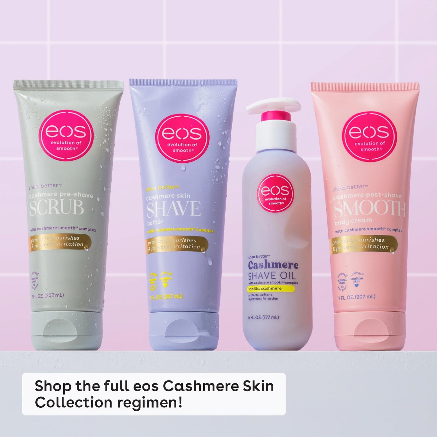 eos Cashmere Skin Collection Post-Shave Smooth Body Cream- Vanilla Cashmere Scented, 72-Hour Hydration, 7 fl oz