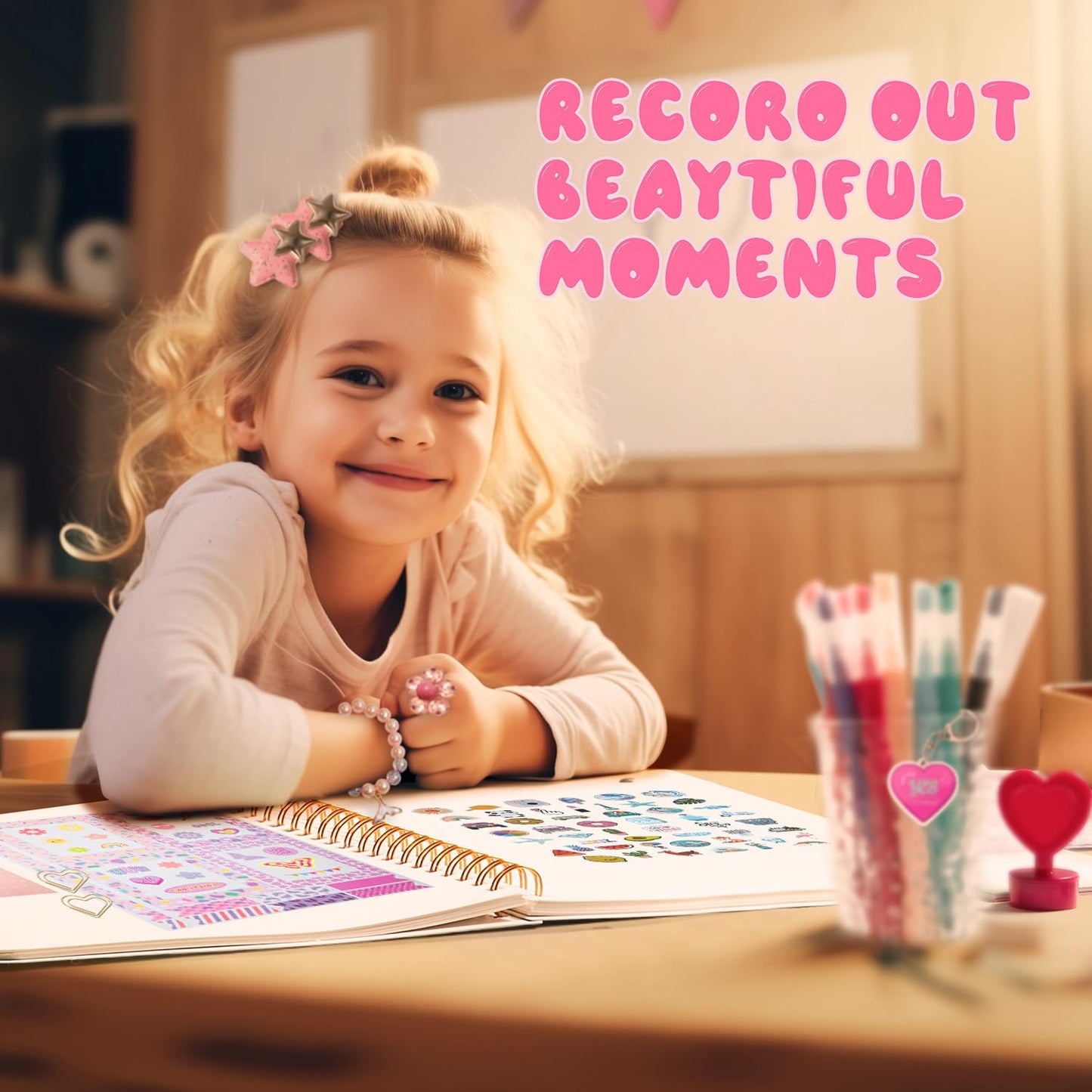 R RUCKERCO Girls DIY Diary 54-Piece Set – Stickers & Stationery for Ages 6-13, Fun DIY Journal & Daily Supplies, Gift Idea for Teens