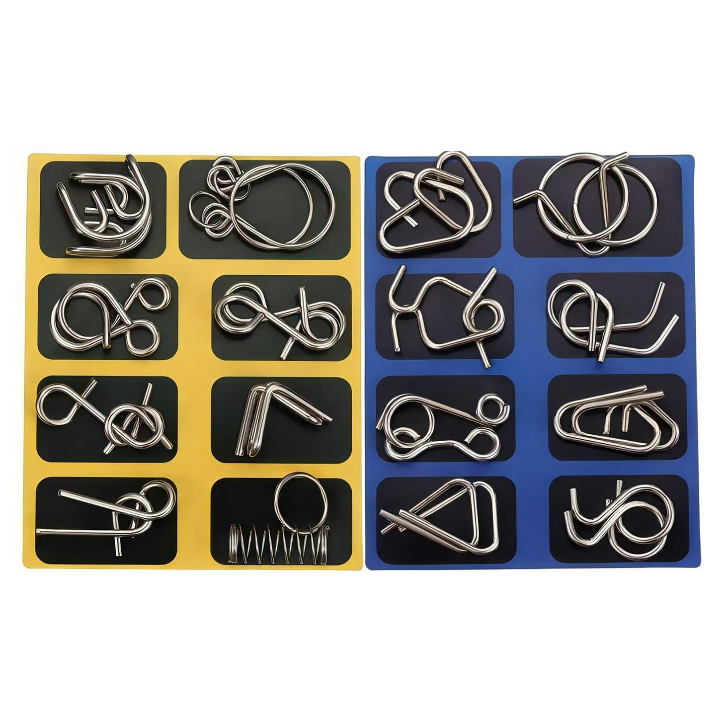 Metal Brain Teaser Puzzles – Set of 32 Steel IQ & Physics Mind Games with Pouch, Challenging Gifts & Stocking Stuffers for Kids & Adults