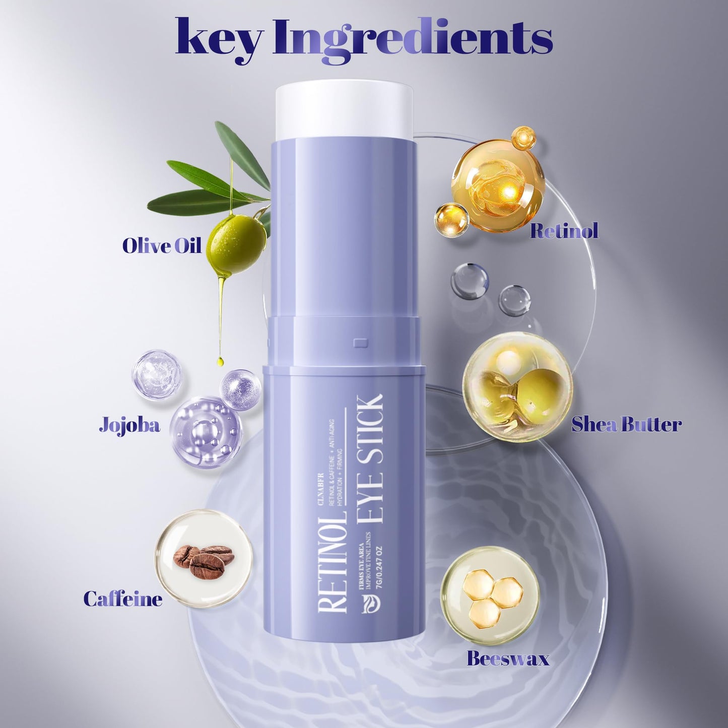 Retinol Eye Stick, Under Eye Balm for Dark Circles and Puffiness, Anti Aging Caffeine Cream Reduces Fine Lines, Wrinkles Moisturizer Stick (0.24oz/7g)