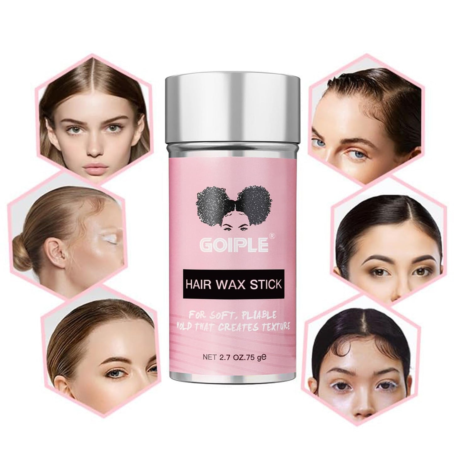 Goiple Wax Stick for Hair, Hair Pomade Stick Long-Lasting Styling Wax Stick, Hair Wax Stick Smoothing & Slick Stick for Hair Wigs, Styling Waxes for Fly Away & Edge Frizz Hair (2.7 oz)