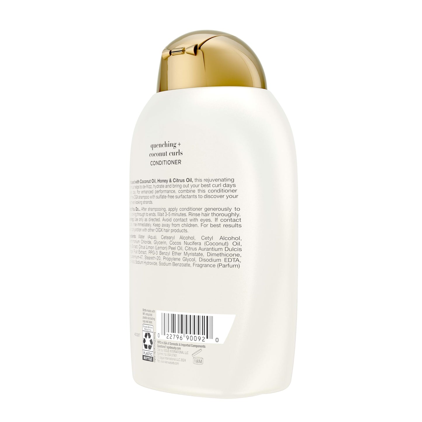 OGX Quenching + Coconut Curls Curl-Defining Conditioner, 13oz | Nourishing Coconut, Citrus Oil & Honey Formula | Paraben & Sulfate-Free