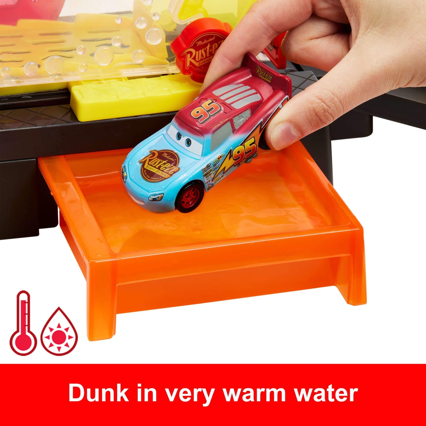 Mattel Disney Pixar Cars Color Changers Car Wash Playset with Color Changing Lightning McQueen Toy Vehicle, 20-Inches Long, Connects to Other Sets