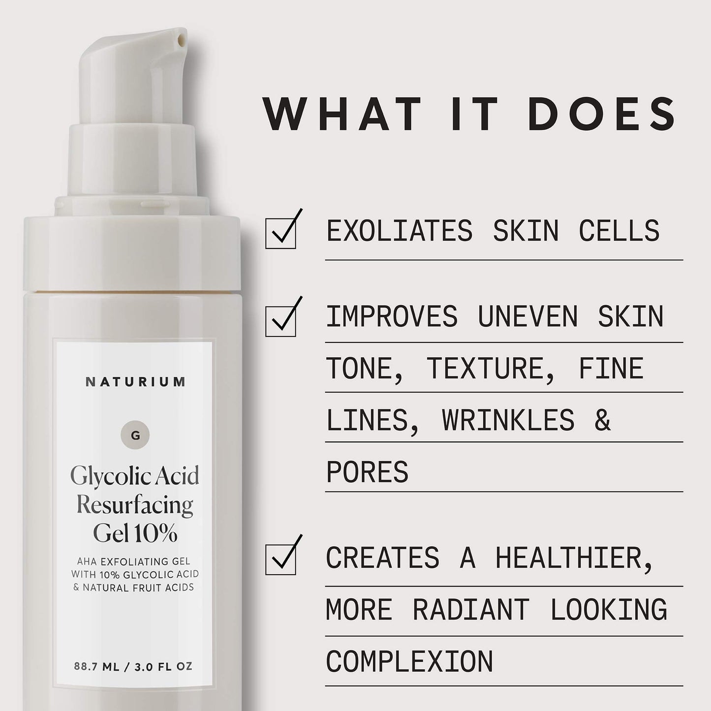 Naturium Glycolic Acid Resurfacing Gel 10%, AHA Exfoliating Gel with Natural Fruit Acids, 3.0 oz