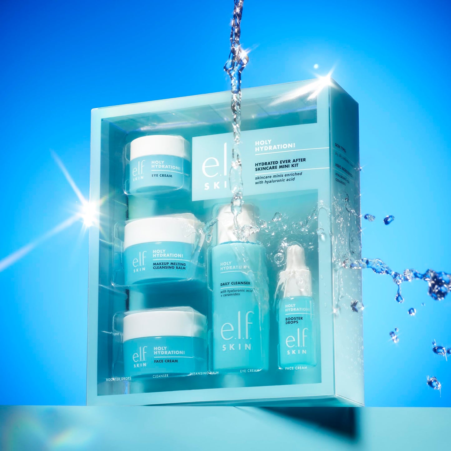 e.l.f. SKIN Holy Hydration! Mini Skincare Kit – Cleanser, Makeup Remover, Moisturizer & Eye Cream, Travel-Friendly Hydrating Set