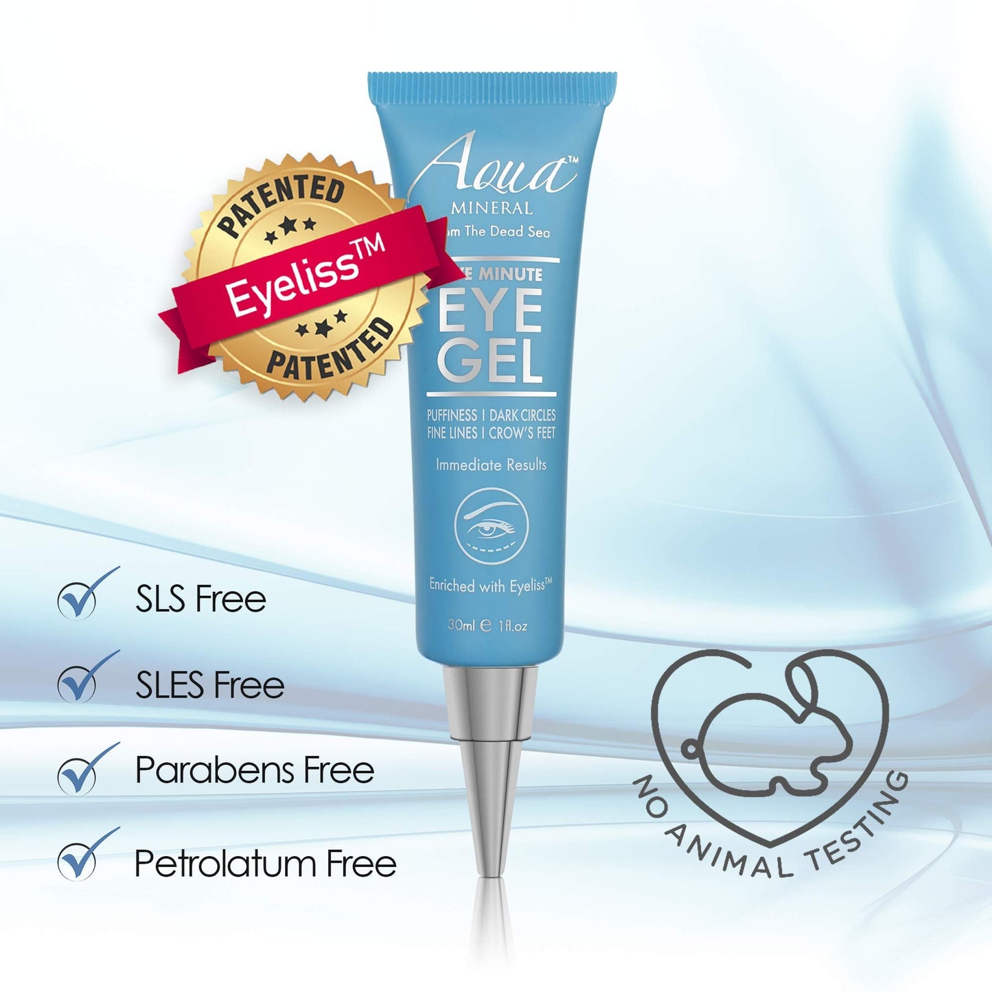 Puffy Eye Gel by Aqua Mineral – Hydrating Eye Gel with Green Tea, Reduces Wrinkles, Puffiness & Bags, Instant Results, 1 oz