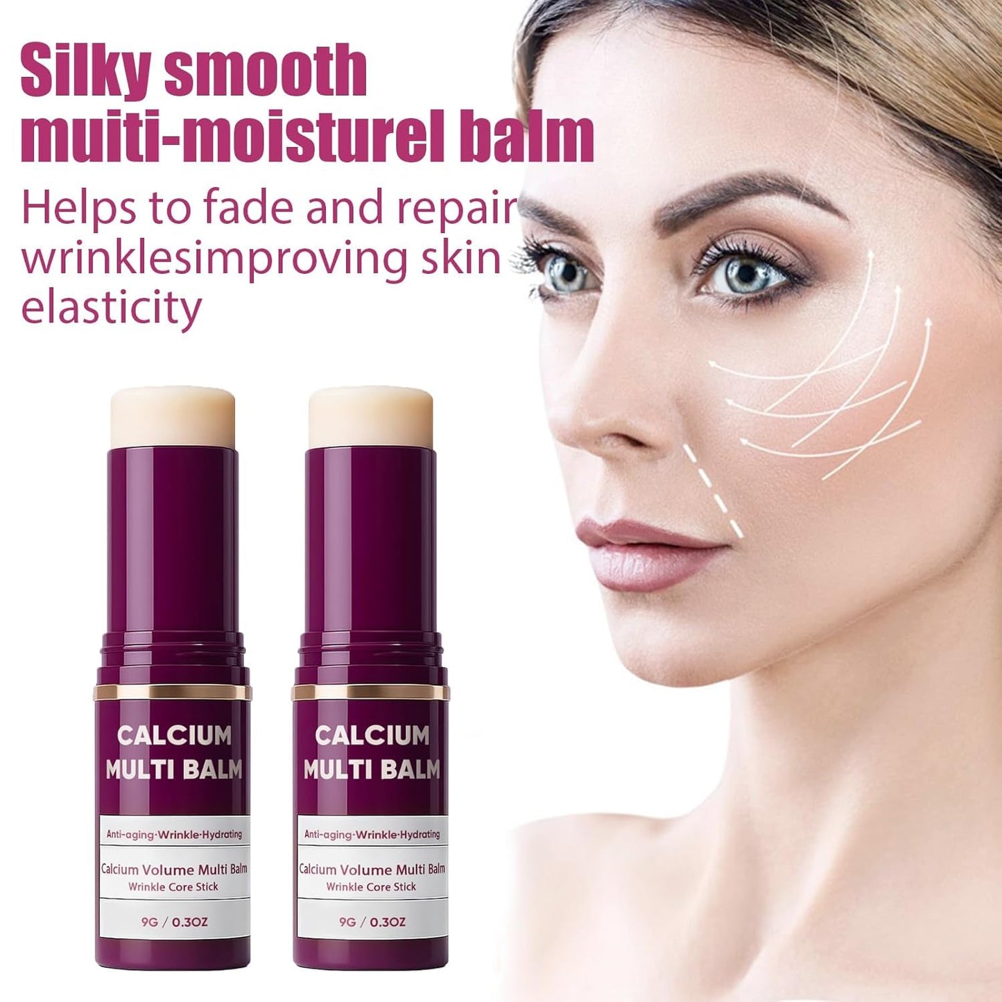 VACVOIIVCE Cemenrete Calcium Multi Balm 2-Pack – Wrinkle & Anti-Aging Stick, Korean Collagen Moisturizing Balm for Face, Eyes & Neck