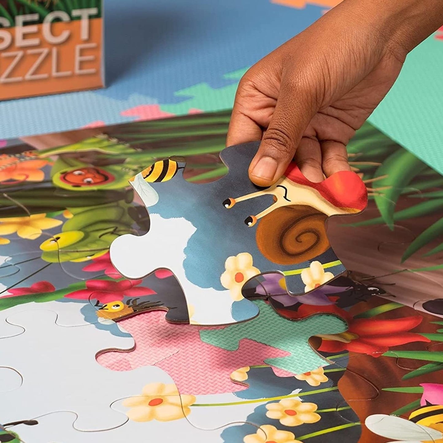 BLUE PANDA Preschool Giant Floor Activity Set – 48-Piece, 2x3 ft, Multicolor Bugs & Insects Theme, Skill-Building Learning Toy for Toddlers