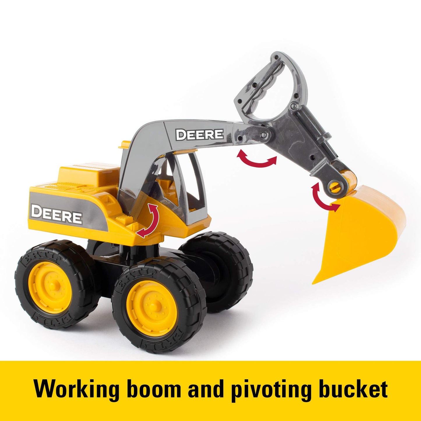 TOMY John Deere Sandbox Big Scoop Excavator Toy, 15" Construction Vehicle with Tilting Dump Bed, Toddler Sandbox Toy, Frustration-Free Packaging