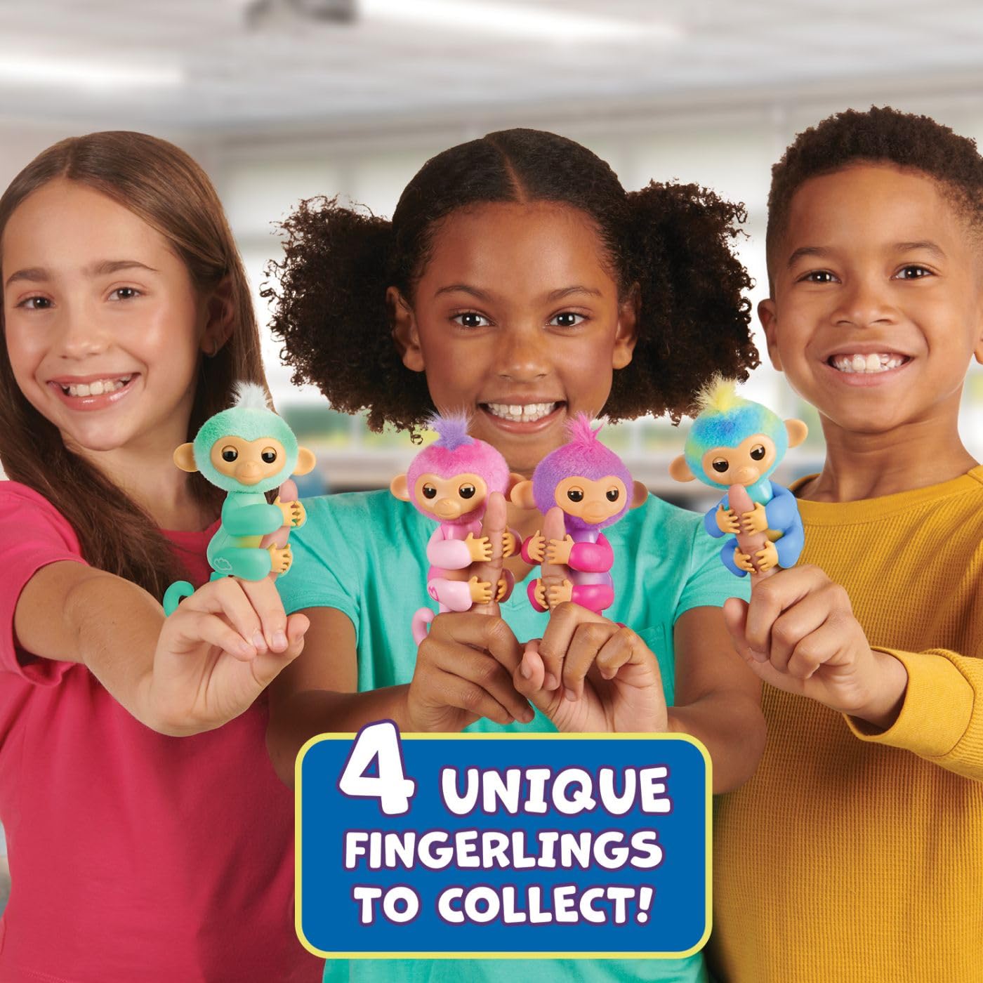 Fingerlings 2023 NEW Interactive Baby Monkey Reacts to Touch – 70+ Sounds & Reactions – Leo (Blue)