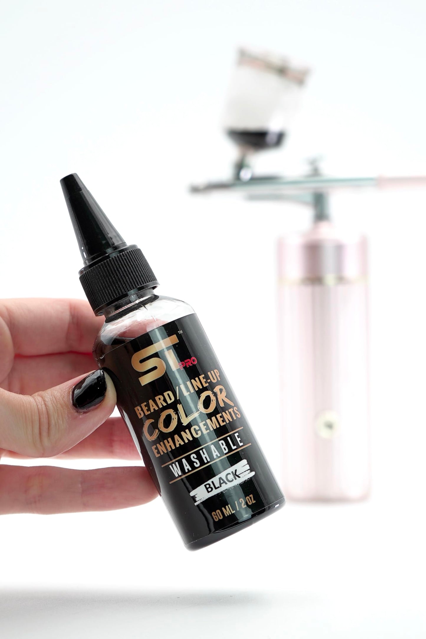 Supreme Trimmer Airbrush Hair & Beard Enhancement Spray | Barber-Grade Line-Up & Filler Ink | Water-Resistant, Washable, Pre-Mixed Precision (60ML Black)