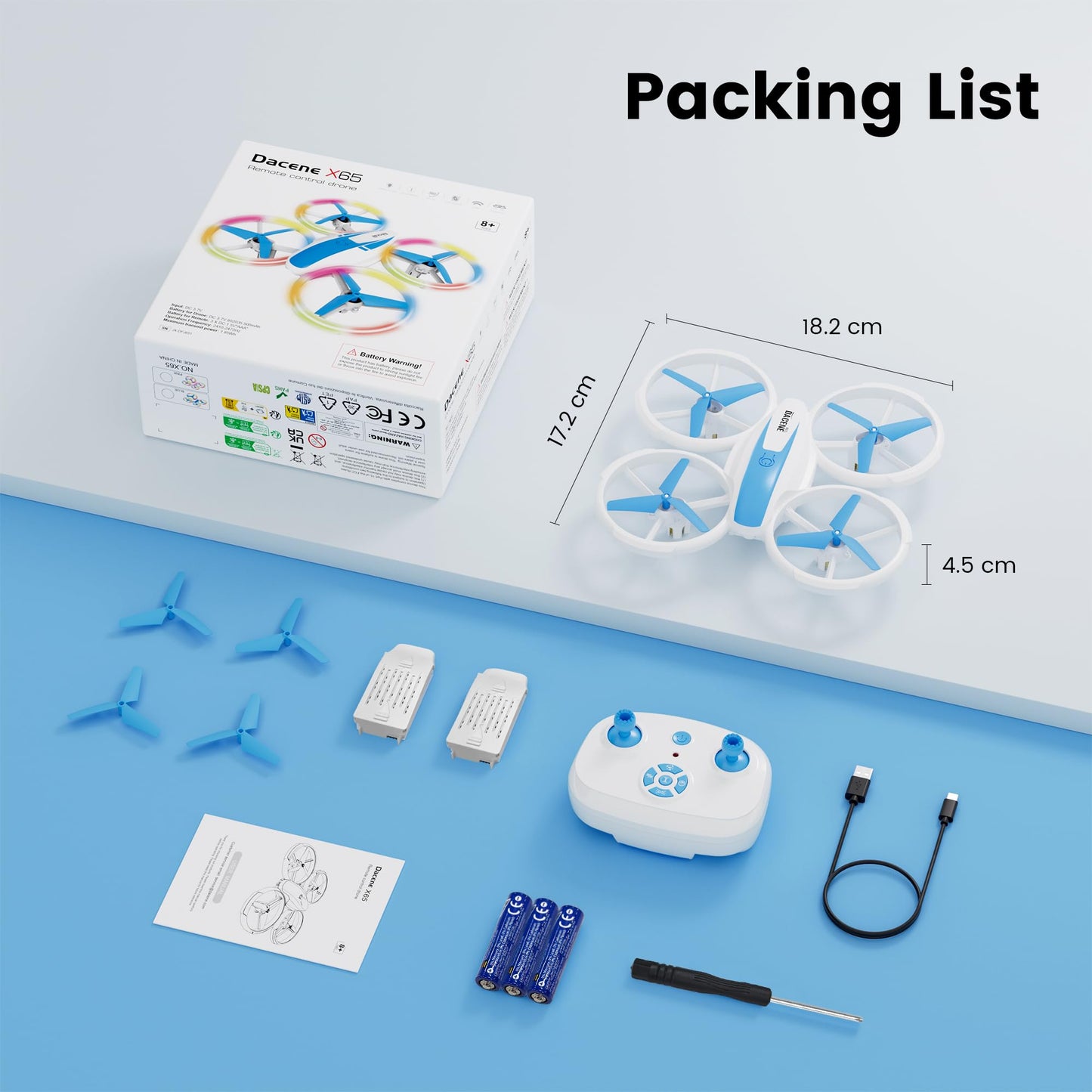 Mini RC Drone for Kids & Beginners with LED Lights, Altitude Hold, 360° Flips, Propeller Guard, 3-Speed Modes – Indoor/Outdoor Toy Gift