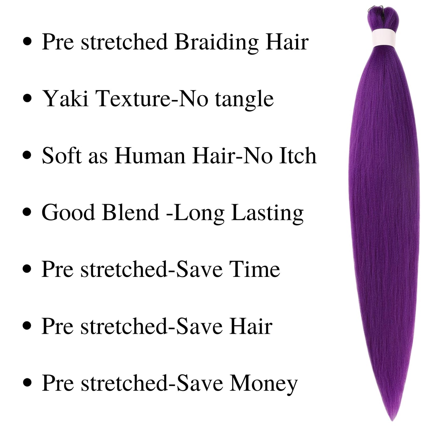 Gozill Purple Braiding Hair Pre stretched Long Purple Prestretched Synthetic Braiding Hair Extensions Hypoallergenic Gyal Knotless Ez Braid 26 inch Yaki Non Toxic Fulani