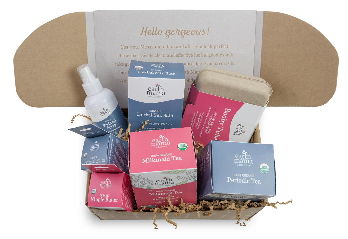 Earth Mama Postpartum Recovery Gift Set for Mom – Organic Self-Care, Nipple Butter, Perineal Spray, Sitz Bath & Tea, 7-Piece