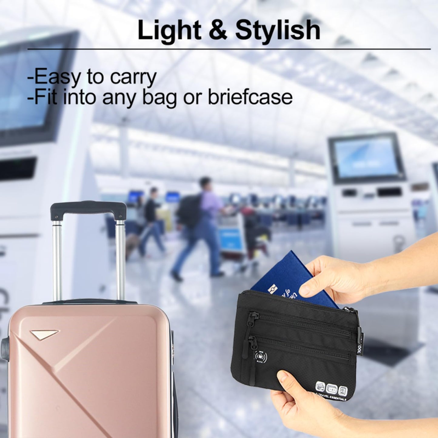 SUPACOOL Passport Holder Bag – RFID Blocking Travel Wallet & Card Organizer Pouch for Men, Women & Family, 2-Piece Set, Black