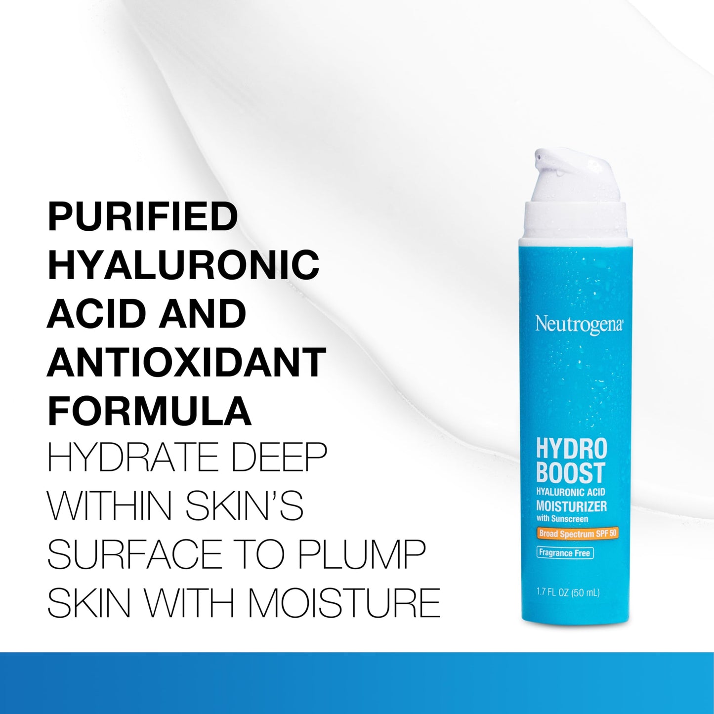 Neutrogena Hydro Boost Hyaluronic Acid Face Moisturizer SPF 50 – Fragrance-Free, Hydrates & Soothes Dry Skin, 1.7 fl. oz