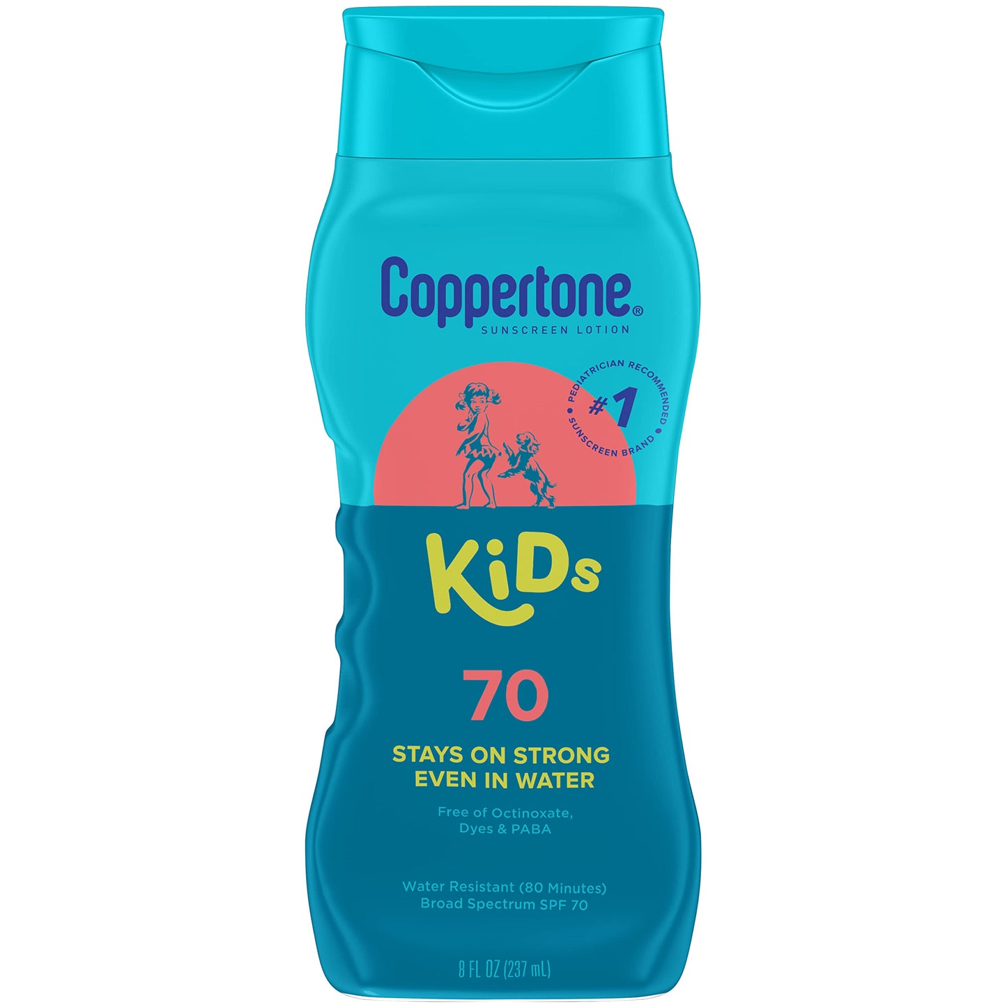 Coppertone Kids Sunscreen Lotion SPF 70, Water Resistant Sunscreen for Kids, 8 Fl Oz Bottle